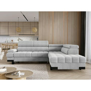 Coltar extensibil SELVA L, personalizabil, cu lada depozitare si tetiere reglabile, 263x223x95 cm