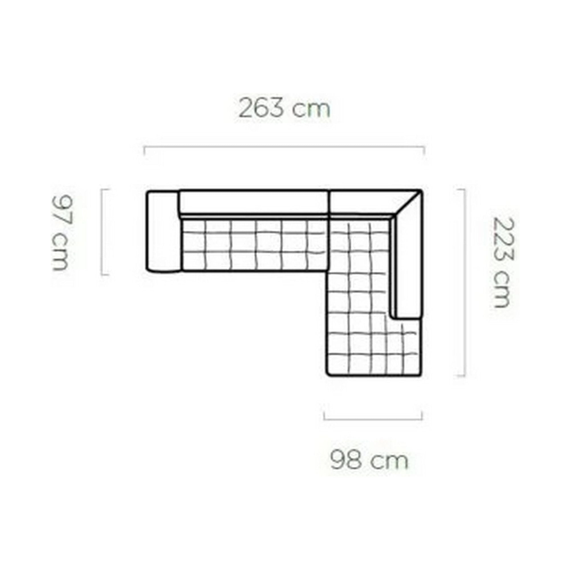 Coltar extensibil SELVA L, sezlong dreapta, stofa catifelata bej - Whisper 03, Gama Premium, cu lada depozitare si tetiere reglabile, 263x223x95 cm