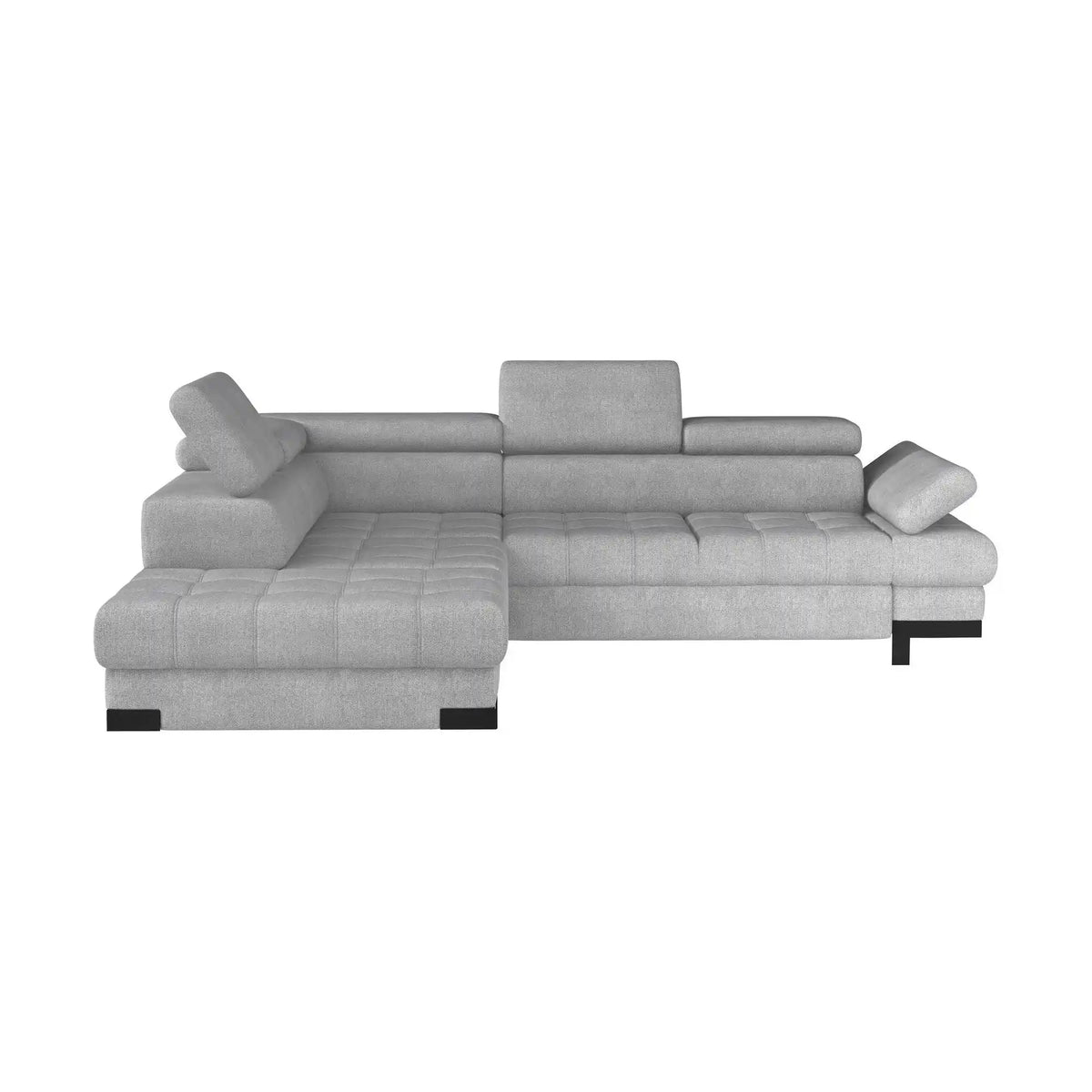 Coltar extensibil SELVA L, sezlong stanga, stofa catifelata verde menta - Salvador 12, Gama Premium, cu lada depozitare si tetiere reglabile,  263x223x95 cm