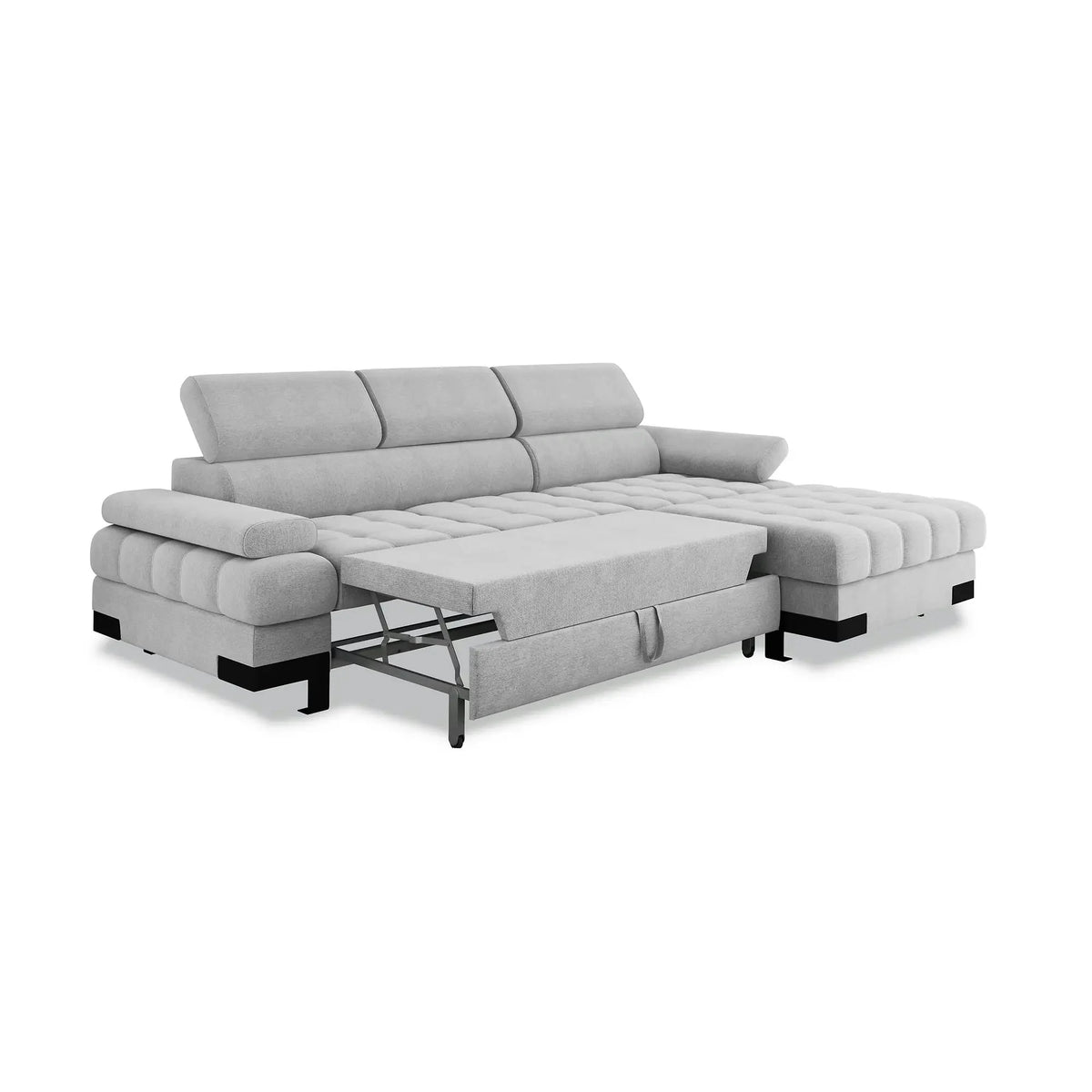 Coltar extensibil SELVA MINI, personalizabil, cu lada depozitare si tetiere reglabile, 270x173x95 cm
