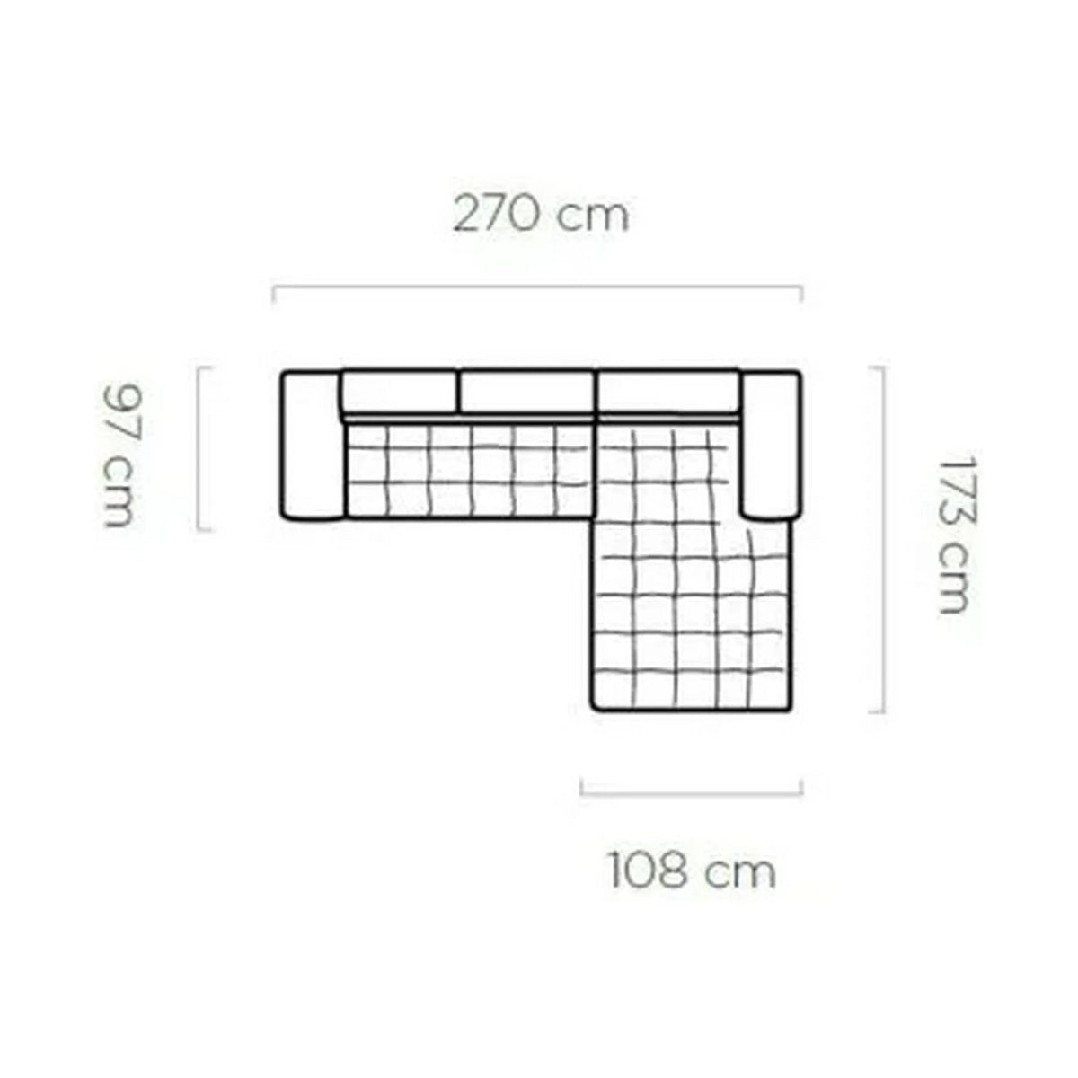 Coltar extensibil cu lada SELVA MINI, sezlong dreapta, stofa catifelata gri - Palladium 15, Gama Premium, tetiere reglabile, 270x173x95 cm