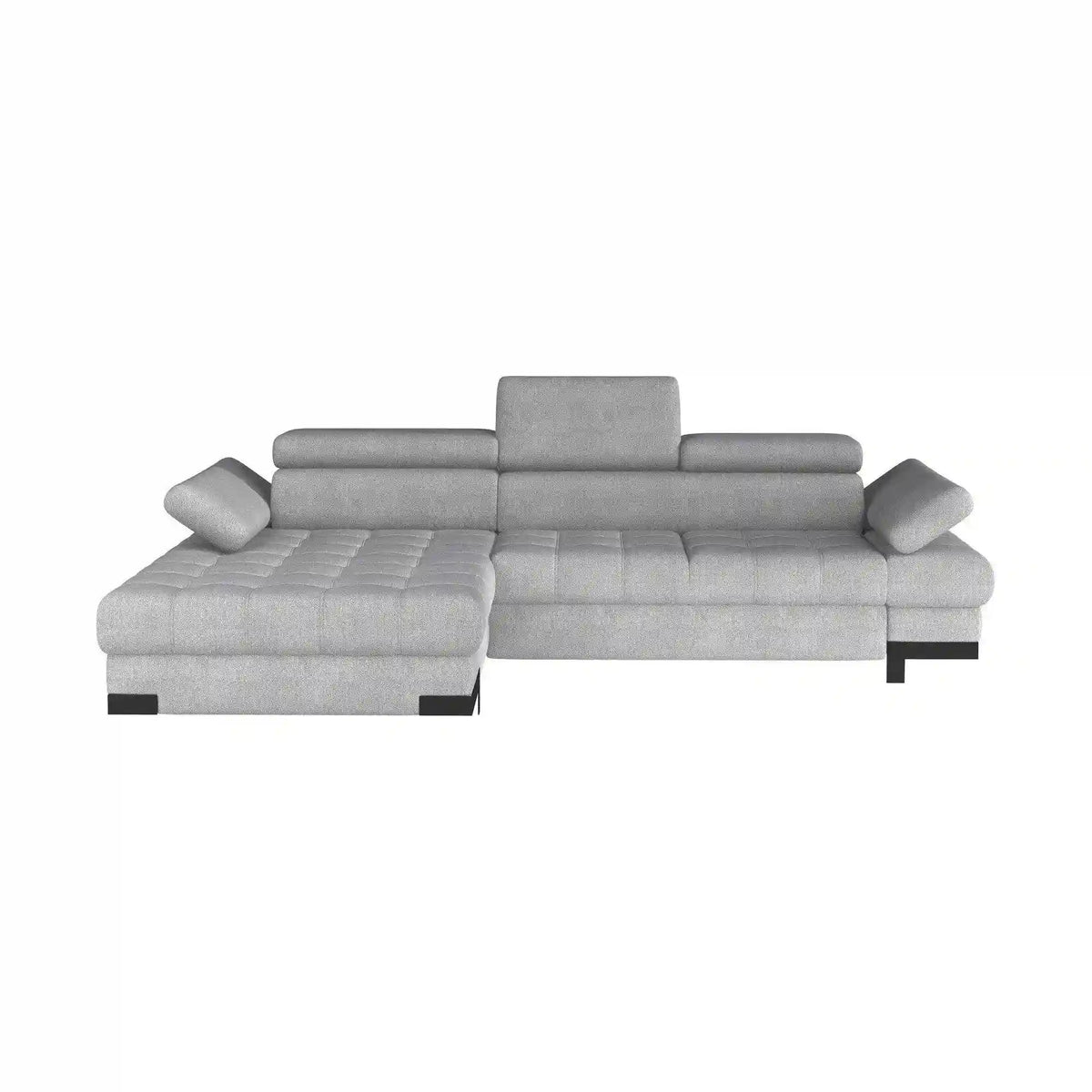 Coltar extensibil SELVA MINI, sezlong stanga, stofa clasica gri - Austin 19, cu lada depozitare, 270x173x95 cm