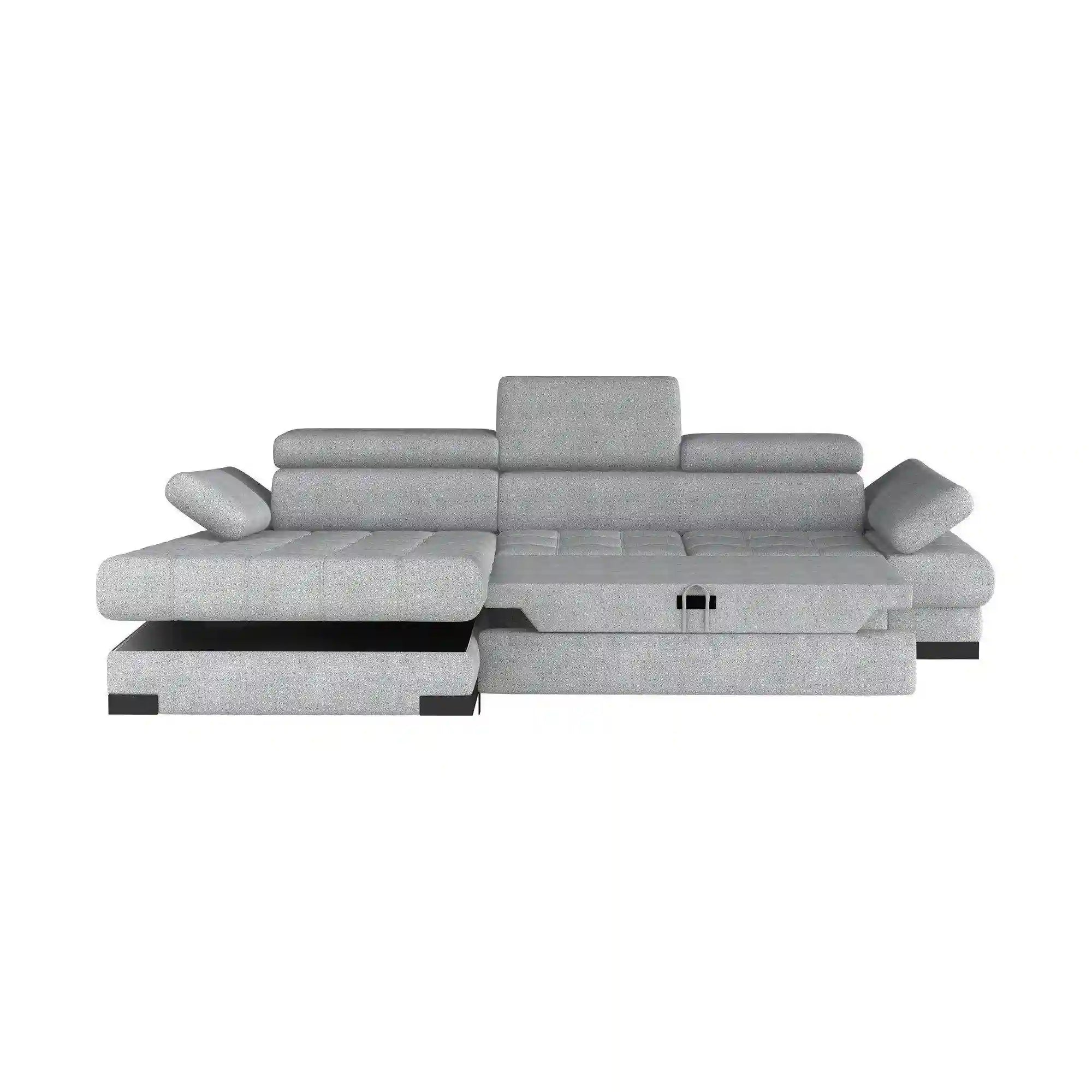 Coltar extensibil SELVA MINI, sezlong stanga, stofa clasica gri - Austin 19, cu lada depozitare, 270x173x95 cm