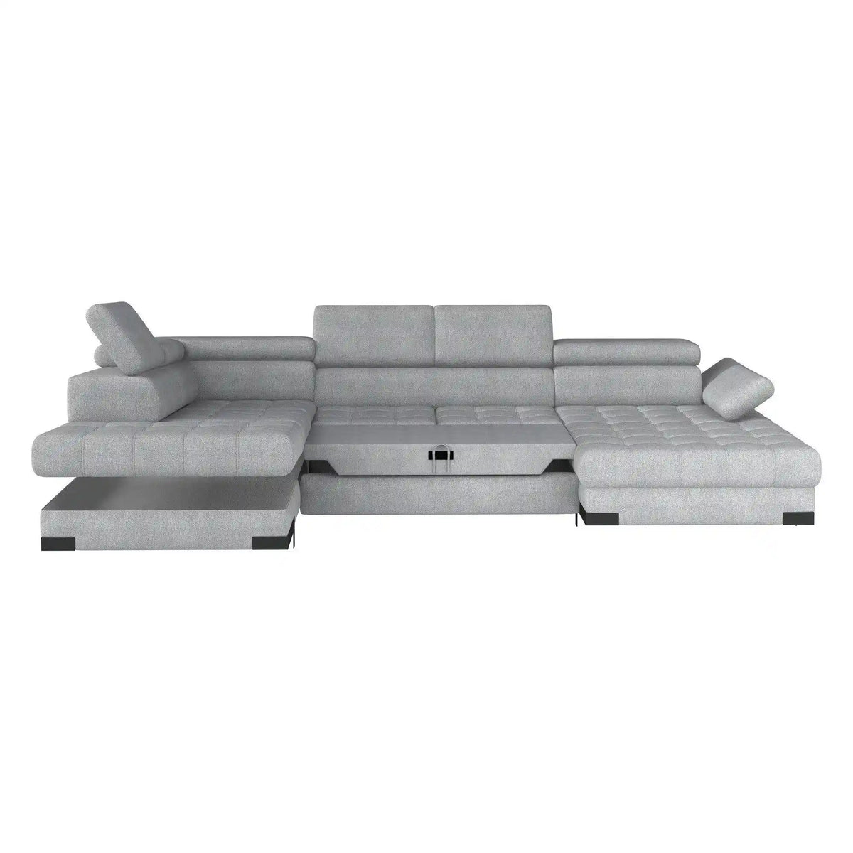 Coltar extensibil SELVA XL, personalizabil materiale gama Oferta Avantaj, cu lada depozitare si tetiere reglabile, 339x223x95 cm