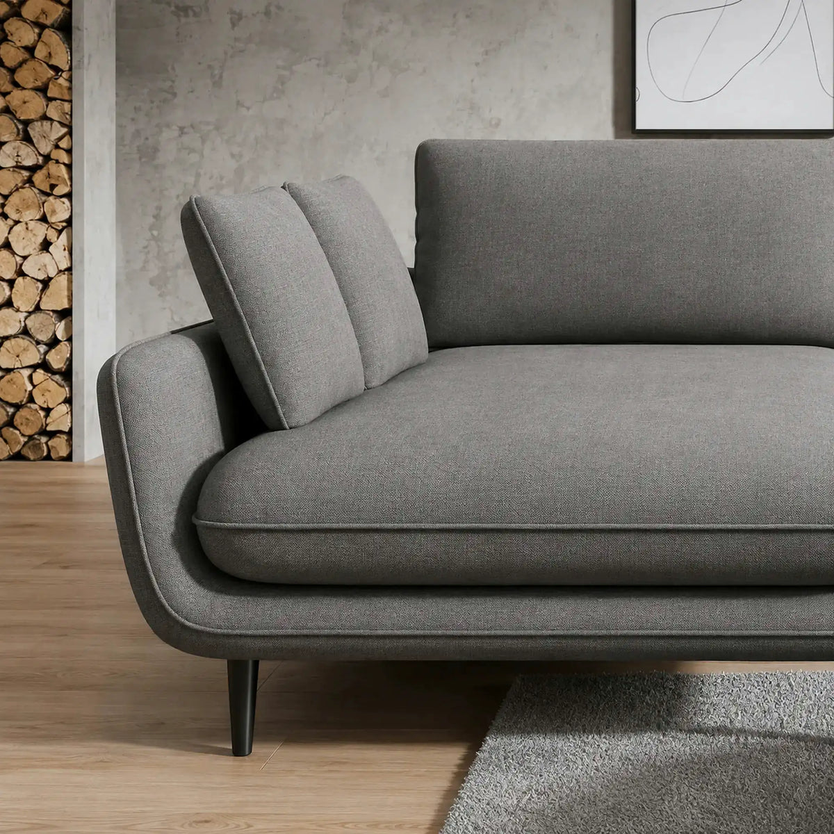 Coltar extensibil SOLANO, sezlong stanga, stofa catifelata gri - Palladium 16, cu lada depozitare, 260x167x83 cm