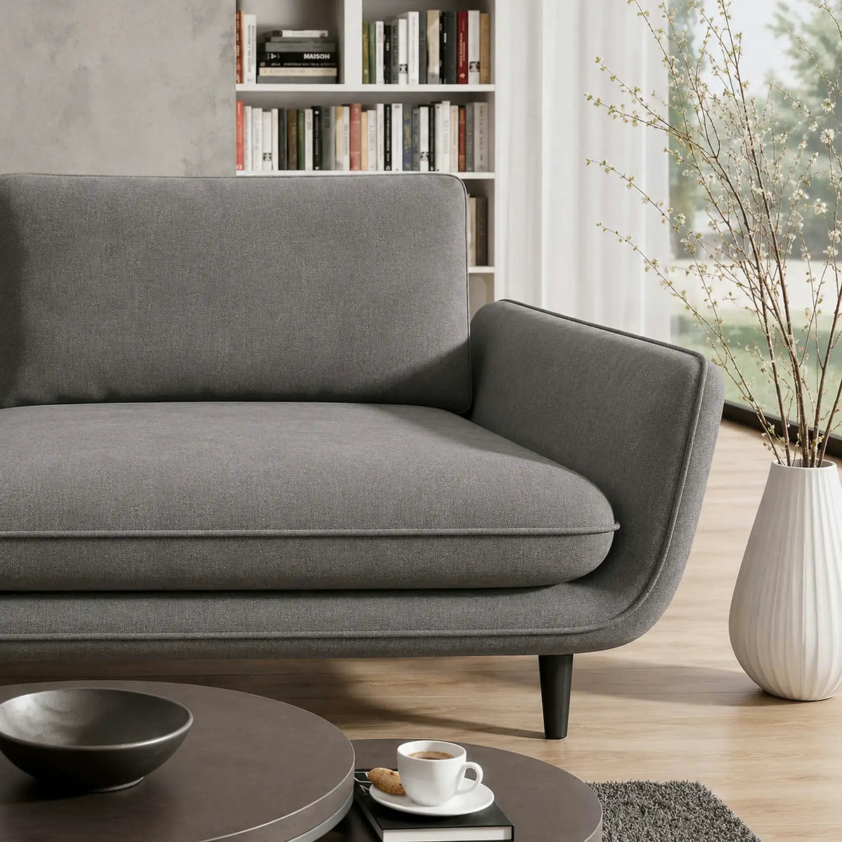 Coltar extensibil SOLANO, sezlong stanga, stofa catifelata gri - Palladium 16, cu lada depozitare, 260x167x83 cm