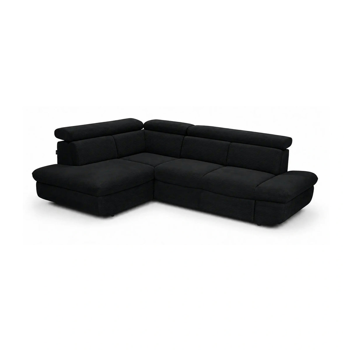 Coltar extensibil sufragerie REGAL, sezlong stanga, stofa catifelata negru - Velvet F603, 266x196x95 cm