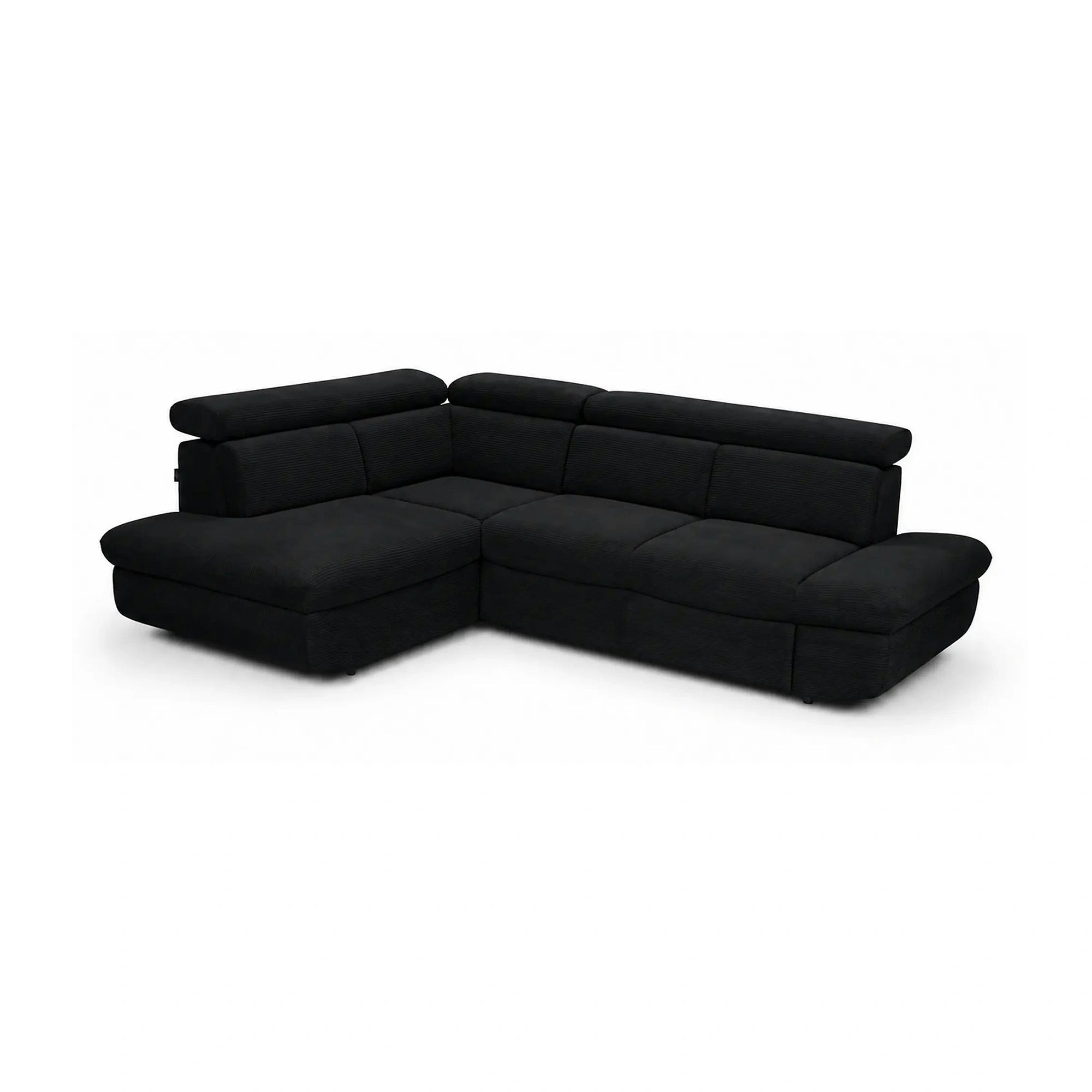 Coltar extensibil sufragerie REGAL, sezlong stanga, stofa catifelata negru - Velvet F603, 266x196x95 cm