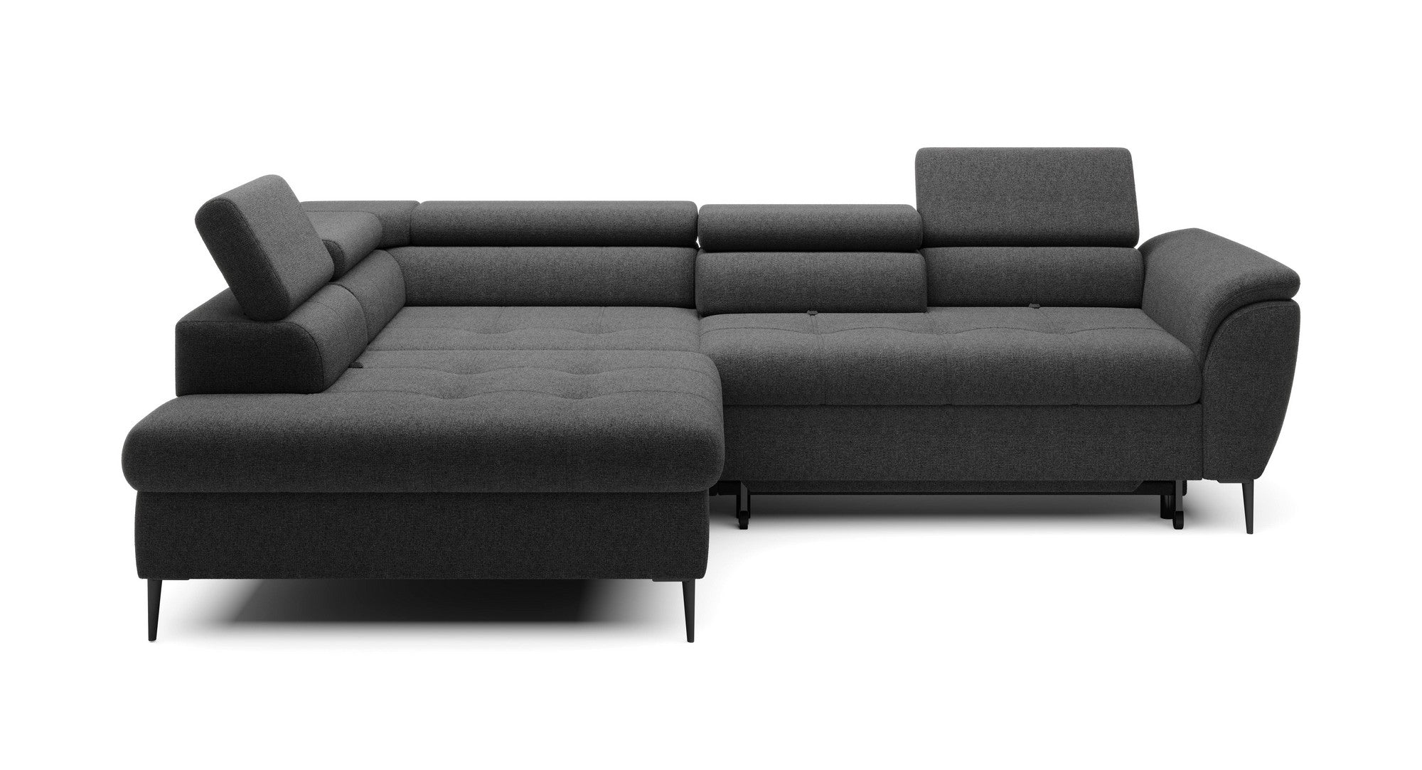 Coltar extensibil TEMPO NEW, personalizabil materiale gama Oferta Avantaj, cu lada depozitare si tetiere reglabile, 289x218x94 cm