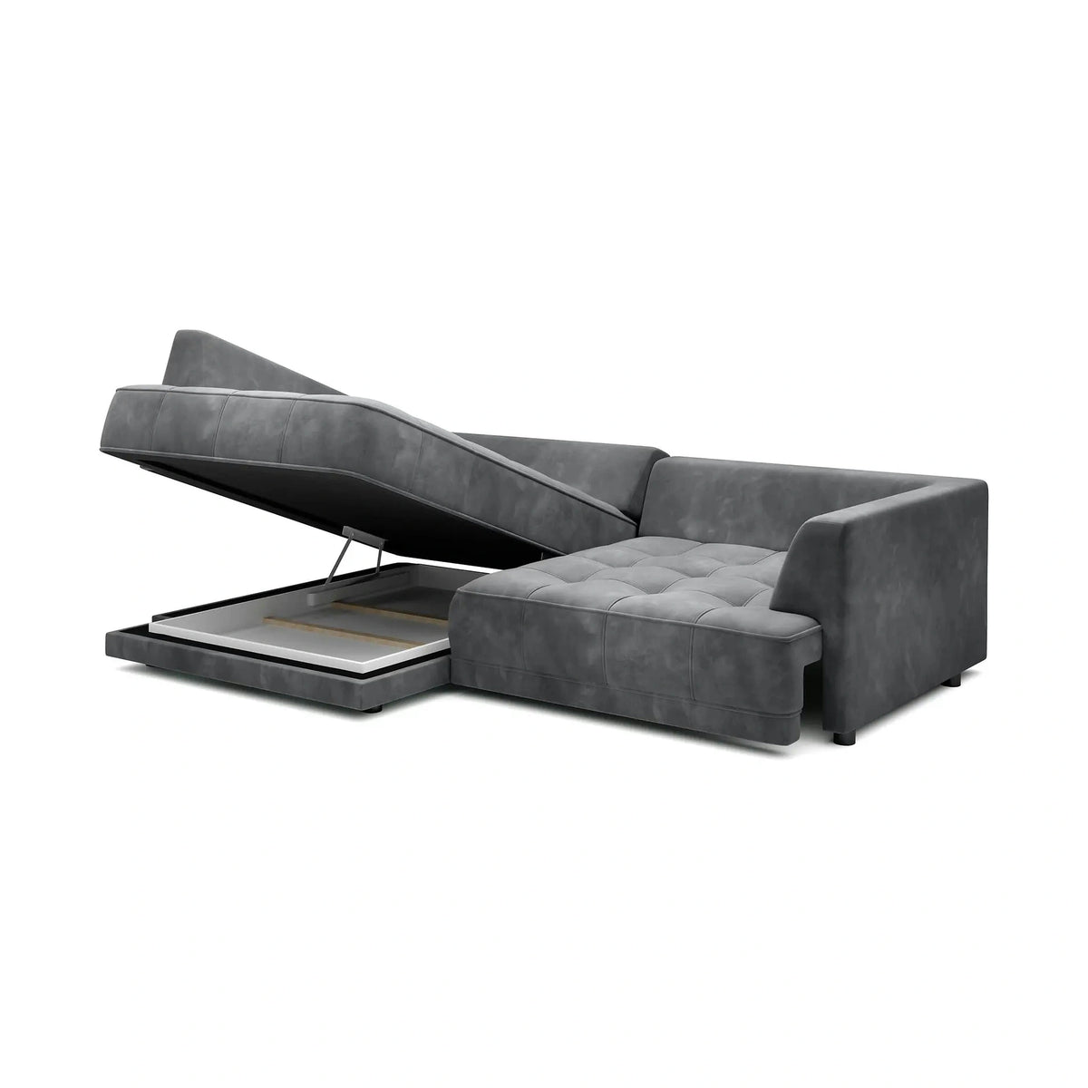 Coltar extensibil TIGA, sezlong stanga, stofa catifelata maro - Whisper 5, cu reglaj electric, 286x207x77 cm