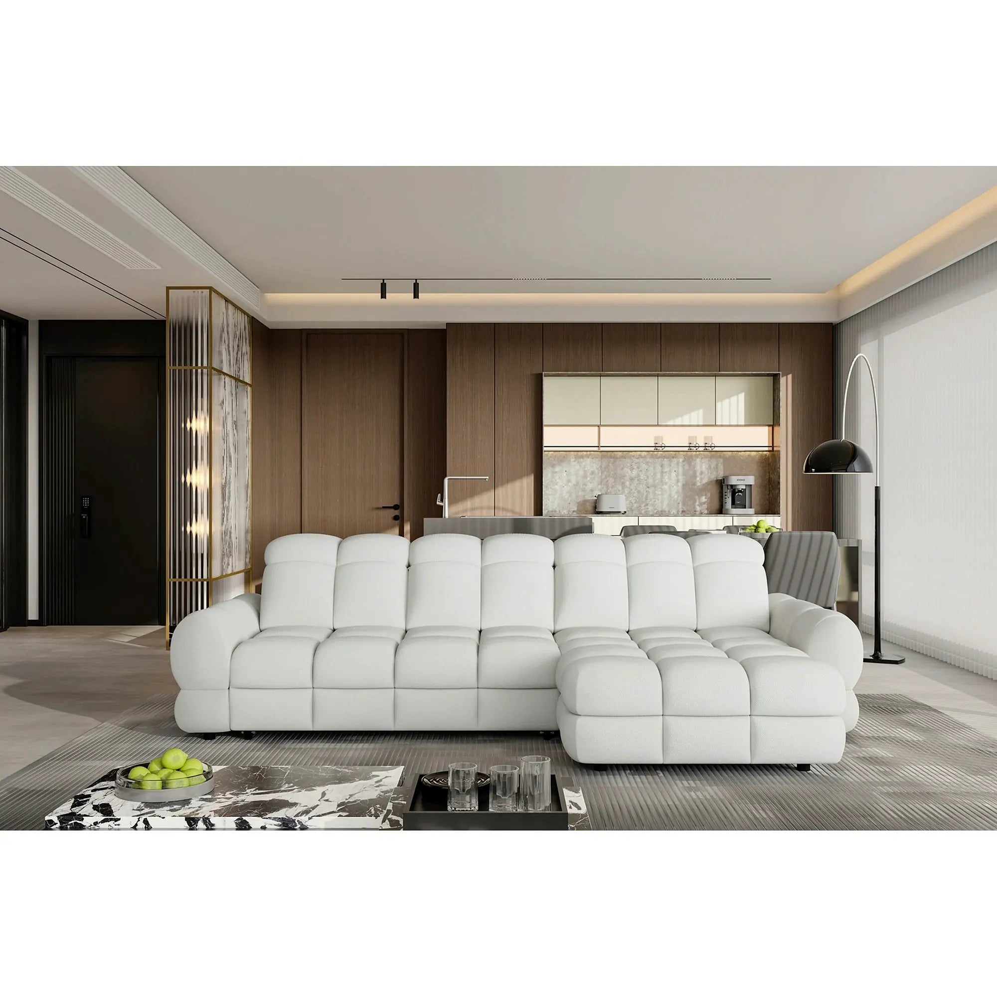 Coltar extensibil TOLLO MINI, personalizabil, cu lada depozitare, 283x172x106 cm