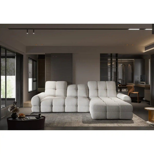 Coltar extensibil TOLLO MINI, sezlong dreapta, stofa catifelata verde - Shanghai 07, Gama Premium, cu lada depozitare si reglaj electric, 283x171x105 cm