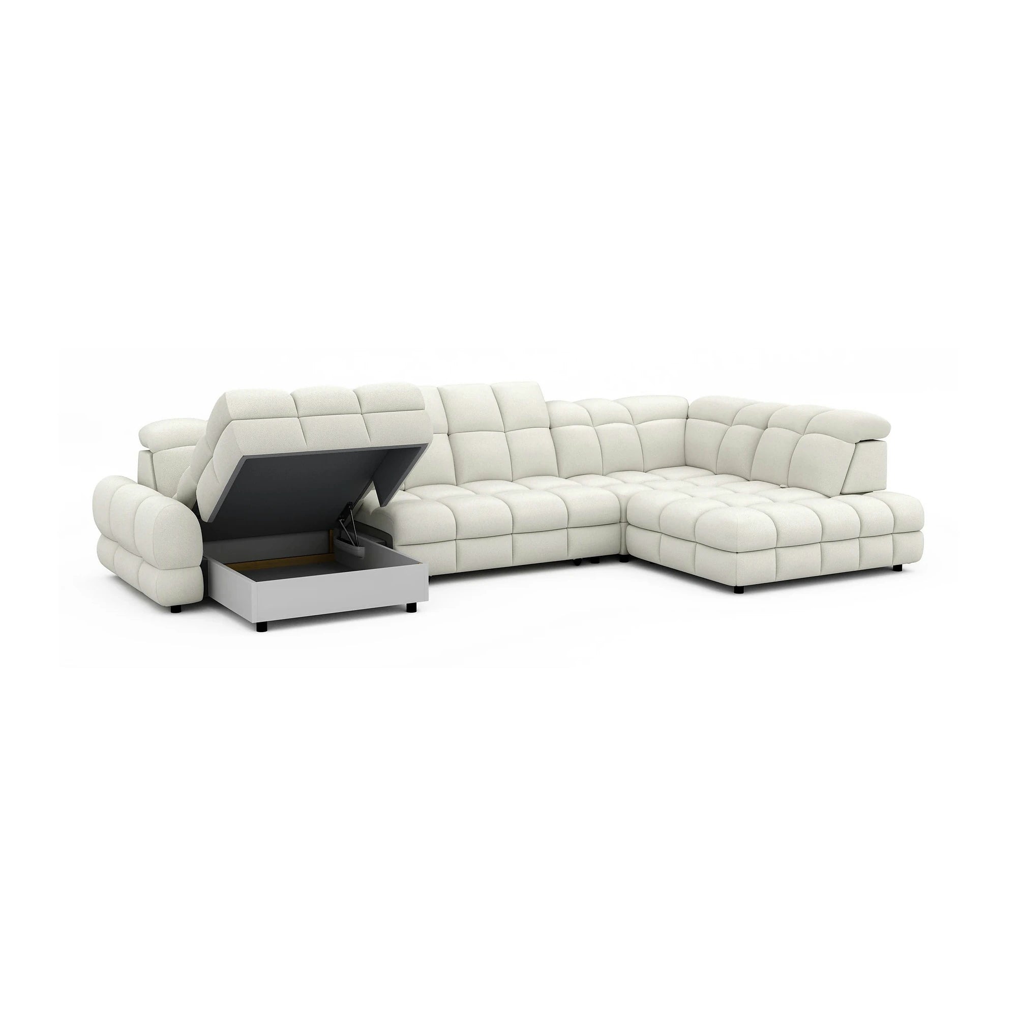 Coltar extensibil TOLLO XL , personalizabil, cu lada depozitare si reglaj electric, 400x220x106 cm
