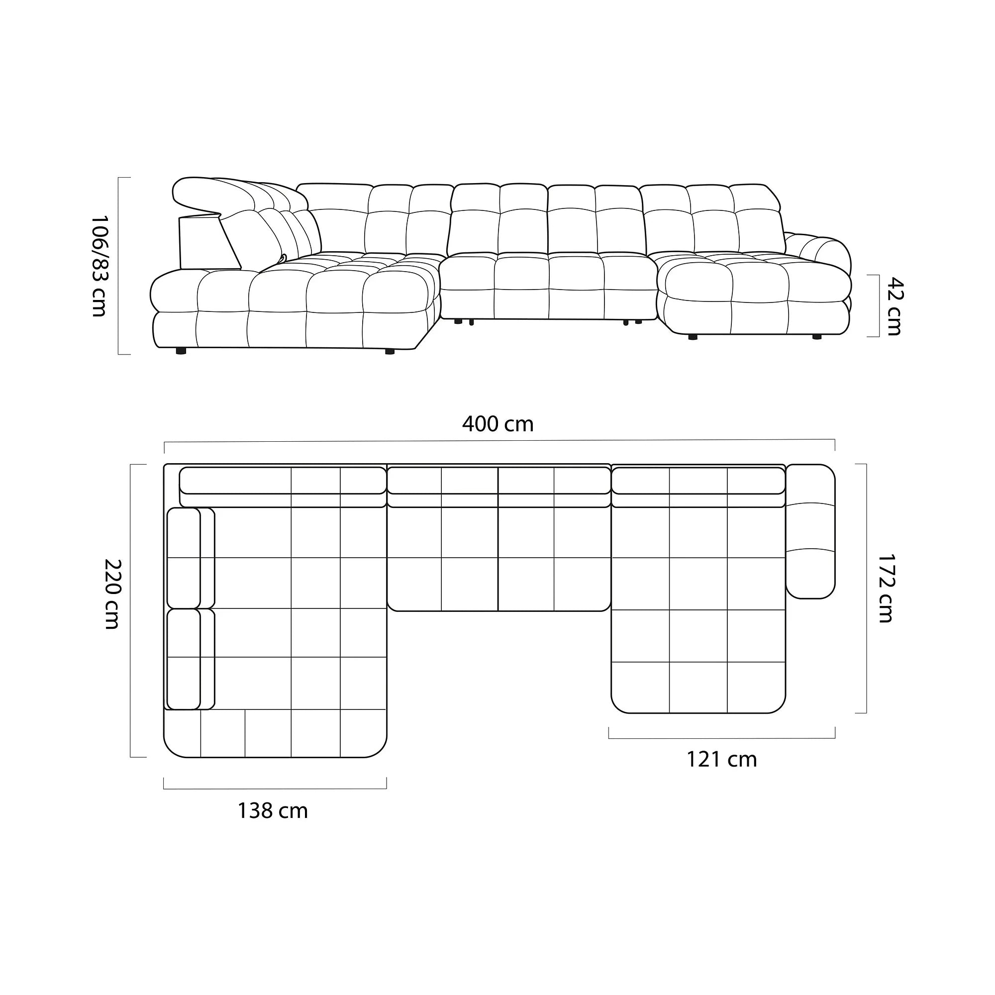 Coltar extensibil TOLLO XL , personalizabil, cu lada depozitare si reglaj electric, 400x220x106 cm