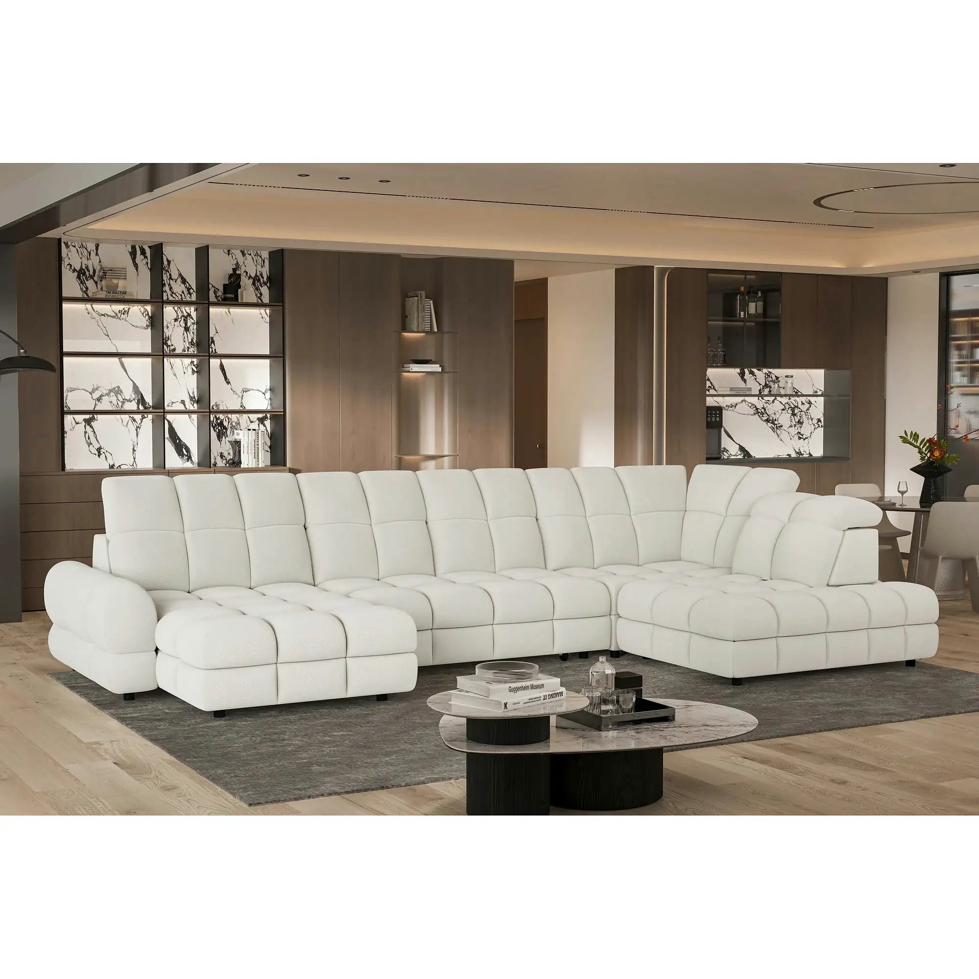 Coltar extensibil TOLLO XL , personalizabil, cu lada depozitare si reglaj electric, 400x220x106 cm