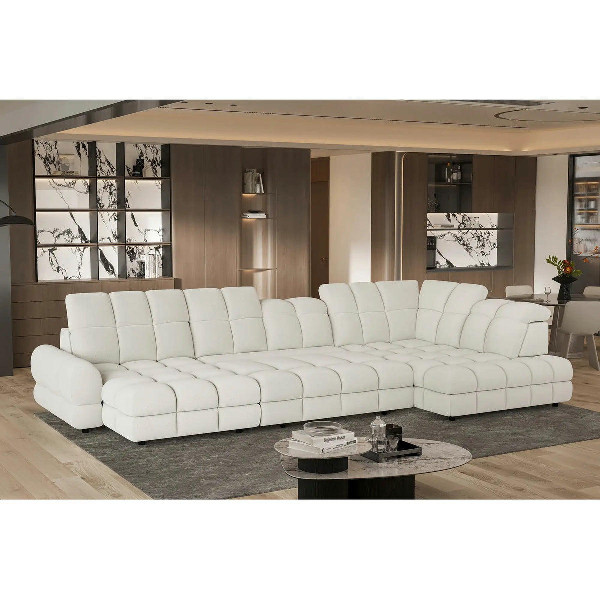 Coltar extensibil TOLLO XL , personalizabil, cu lada depozitare si reglaj electric, 400x220x106 cm