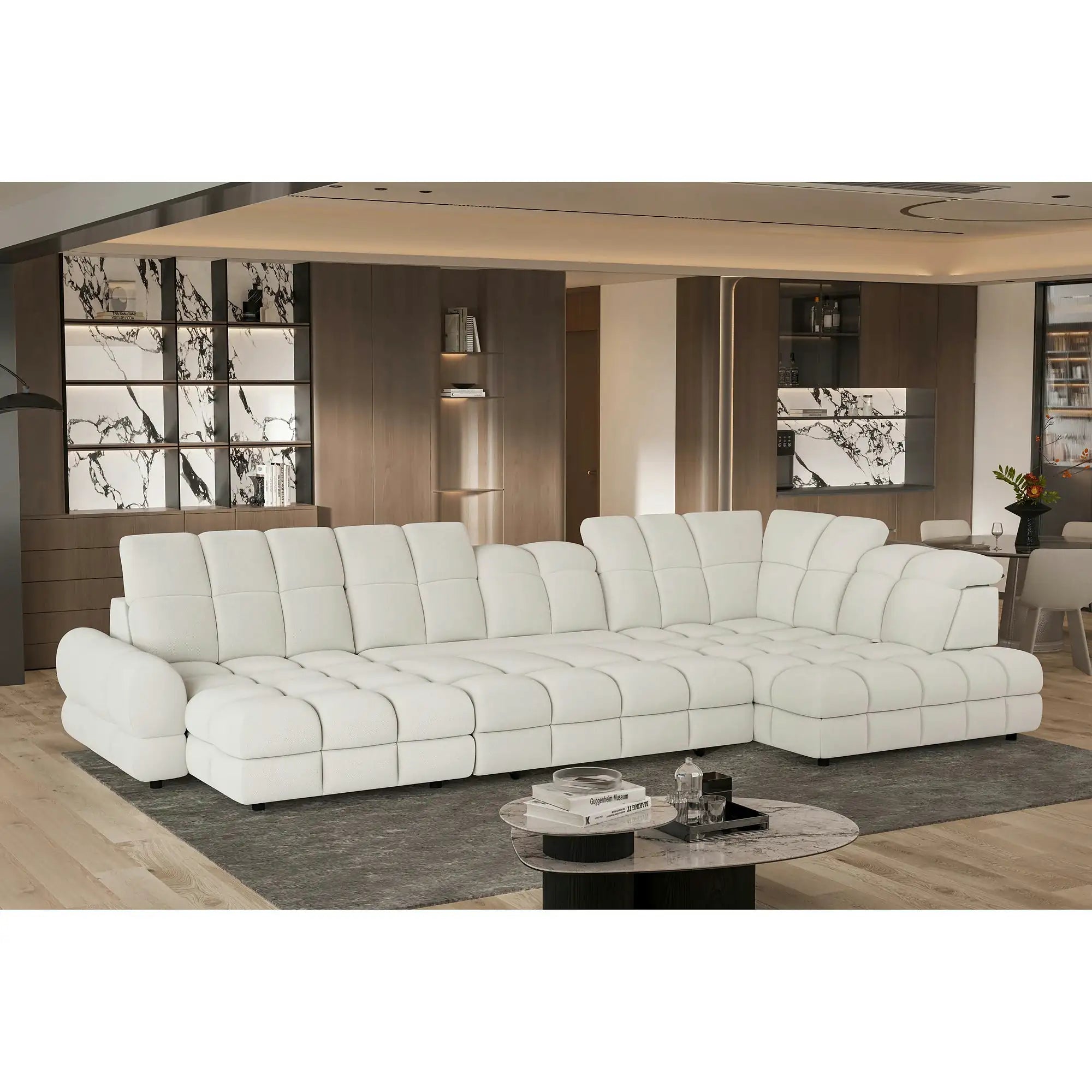 Coltar extensibil TOLLO XL , personalizabil, cu lada depozitare si reglaj electric, 400x220x106 cm
