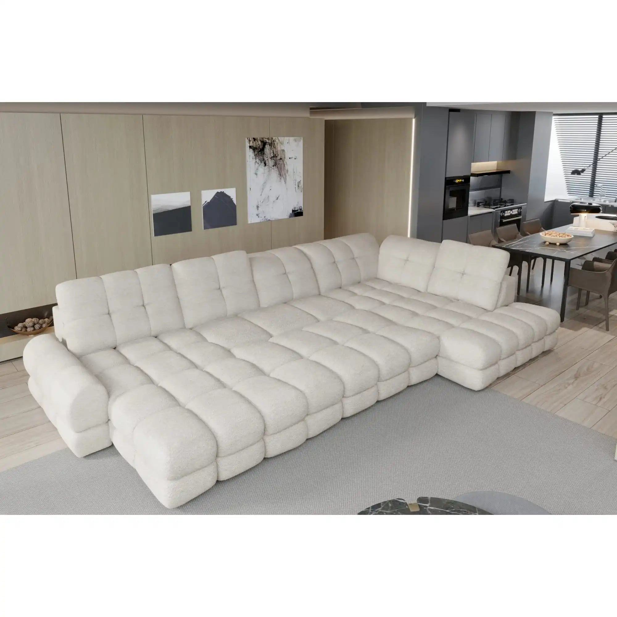 Coltar extensibil TOLLO XL, personalizabil materiale gama Oferta Avantaj, cu lada depozitare si reglaj electric, 400x217x105 cm
