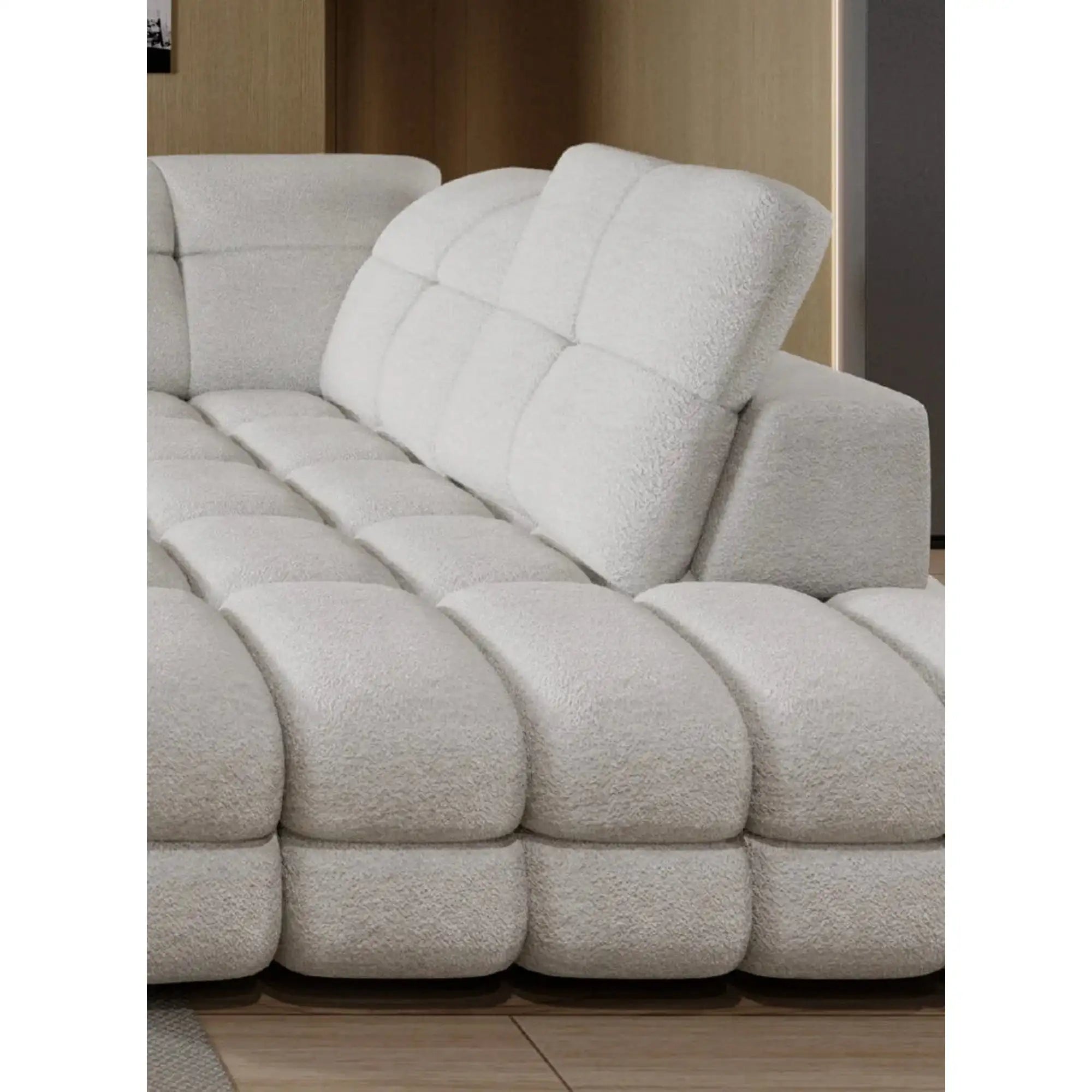 Coltar extensibil TOLLO XL, sezlong stanga, stofa catifelata verde marin - Terra 72, cu lada depozitare si reglaj electric, 400x217x105 cm