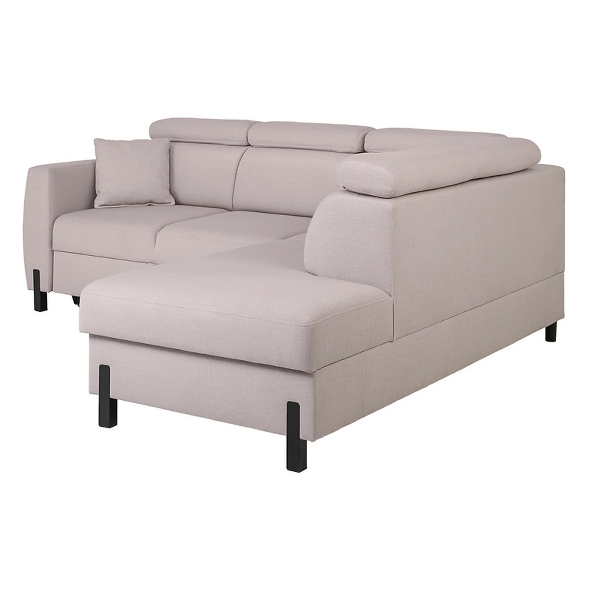 Coltar extensibil TULIO, sezlong dreapta, stofa catifelata bej - Maya 01, cu lada depozitare, 245x215x92 cm