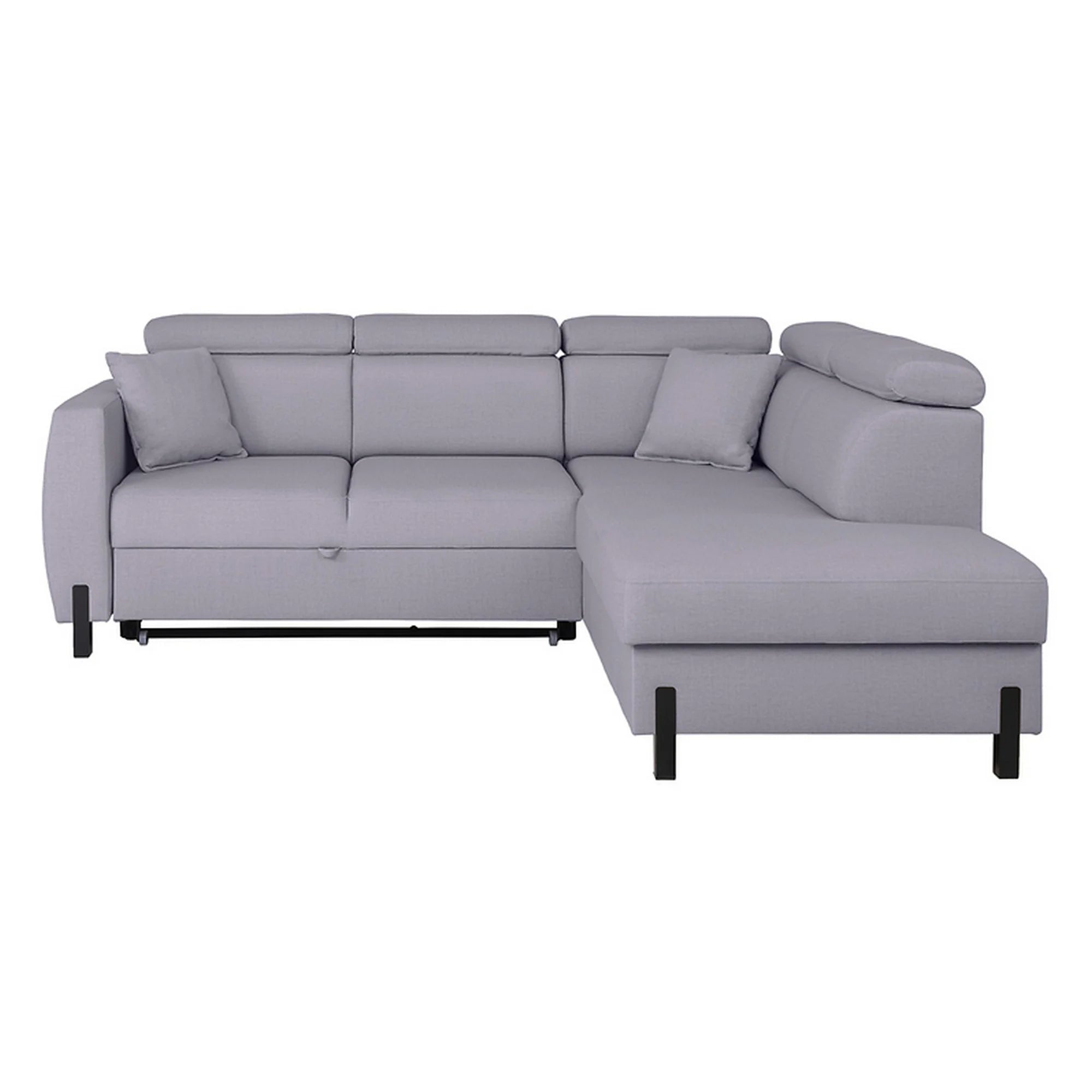 Coltar extensibil TULIO, sezlong dreapta, stofa catifelata gri - Maya 19, cu lada depozitare, 245x215x92 cm