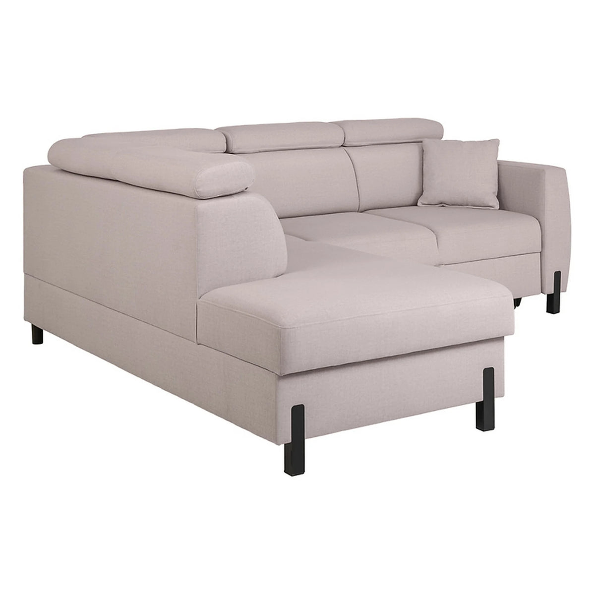 Coltar extensibil TULIO, sezlong stanga, stofa catifelata bej - Maya 01, cu lada depozitare, 245x215x92 cm