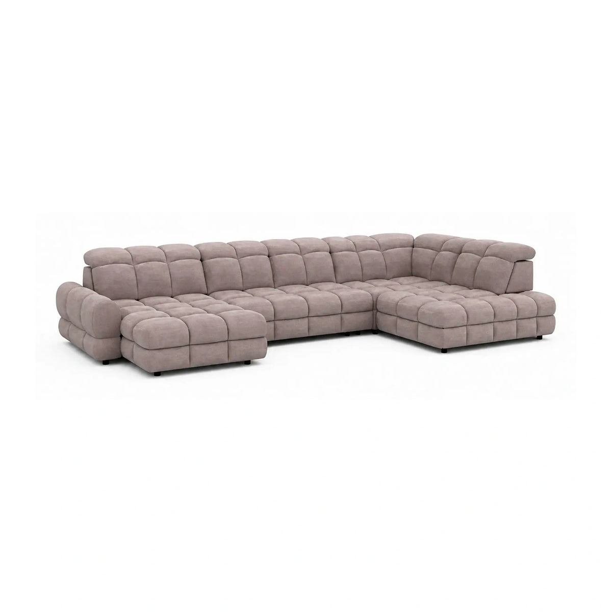 Coltar extensibil U TOLLO XL, sezlong dreapta, stofa catifelata bej - Whisper 3, cu lada depozitare si reglaj electric, 400x220x106 cm