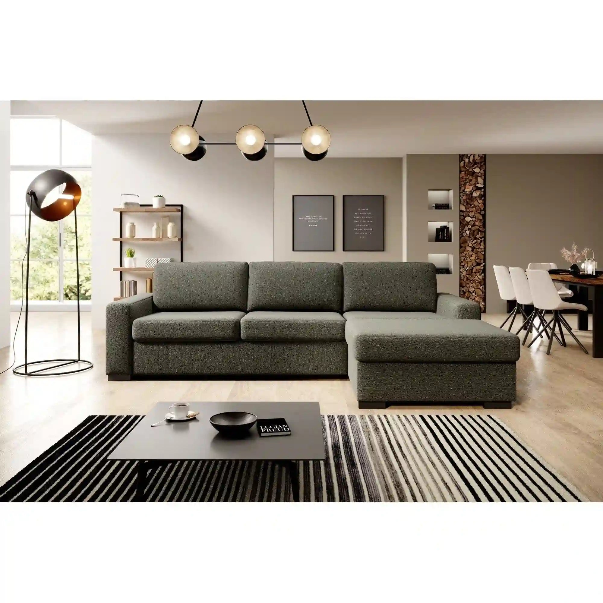 Coltar extensibil VANILLA CORNER 120, personalizabil materiale gama Oferta Avantaj, cu lada depozitare, 263x173x87 cm