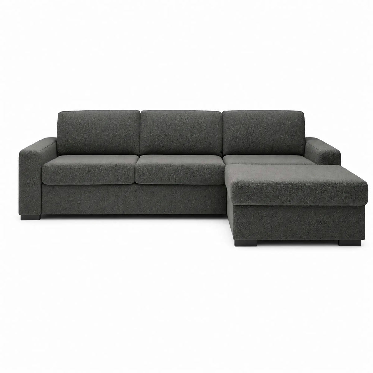 Coltar extensibil VANILLA CORNER 140, sezlong dreapta, stofa catifelata gri antracit - Salvador 15, cu lada depozitare, 283x173x87 cm