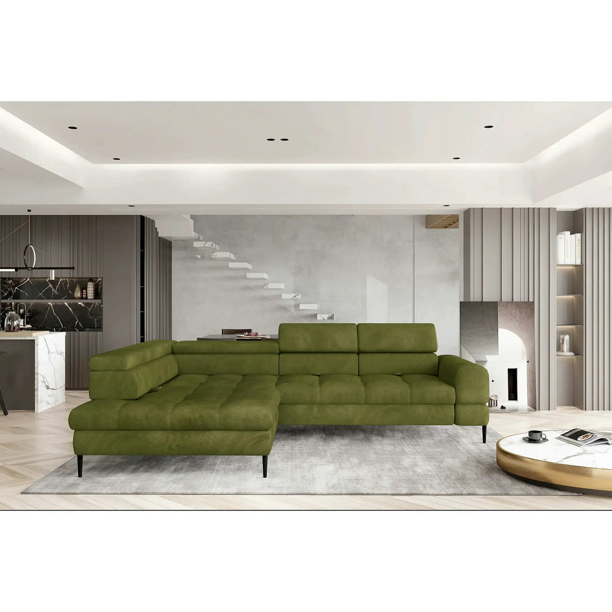 Coltar extensibil VOSS L, personalizabil, cu lada depozitare, 285x218x93 cm