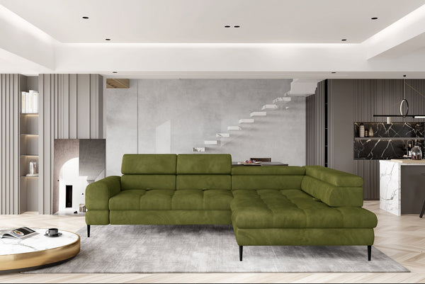 Coltar extensibil VOSS L, personalizabil materiale Gama Premium, cu lada depozitare, 285x218x93 cm