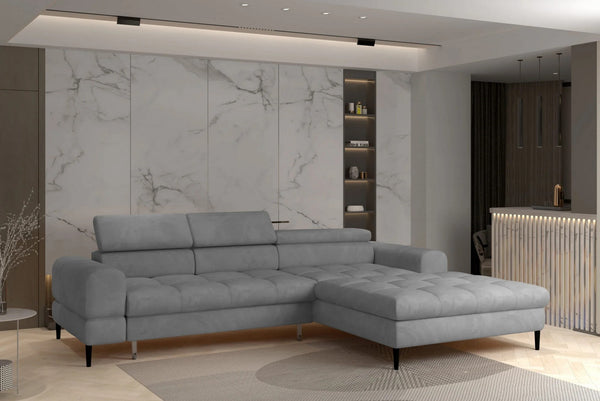 Coltar extensibil VOSS S, personalizabil materiale Gama Premium, cu lada depozitare, 271x177x94 cm