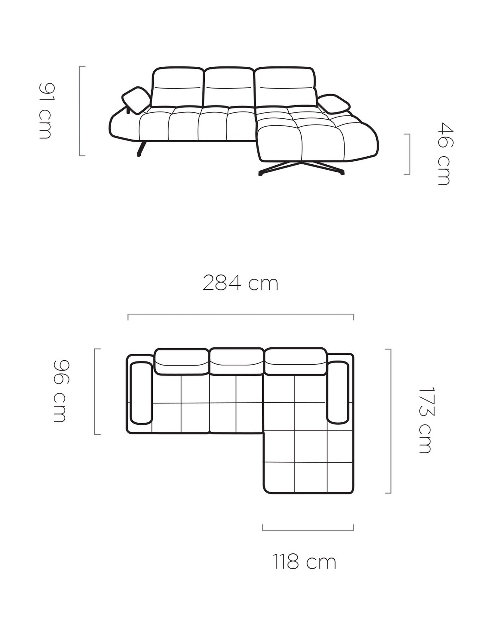 Coltar FALCAO S, personalizabil materiale Gama Premium, tetiere reglabile, 284x173x91 cm