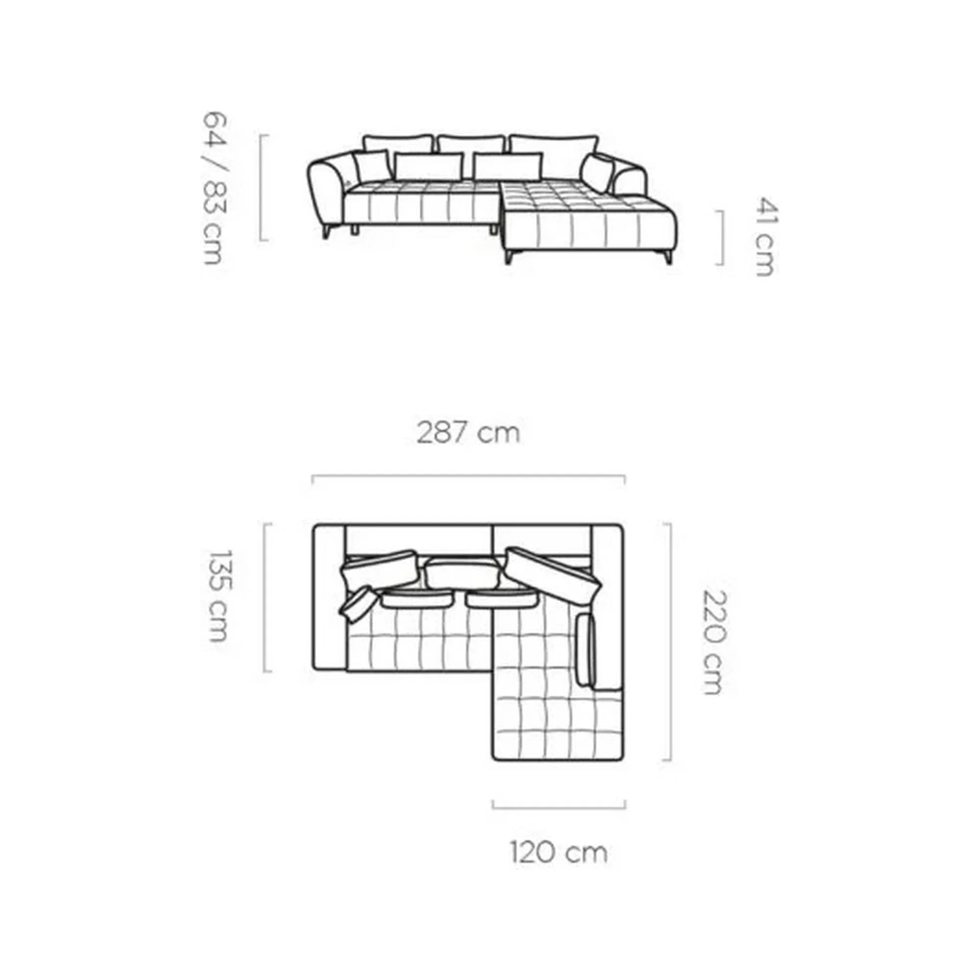 Coltar GARAY, personalizabil materiale gama Oferta Avantaj, cu reglaj electric, 287x220x83 cm