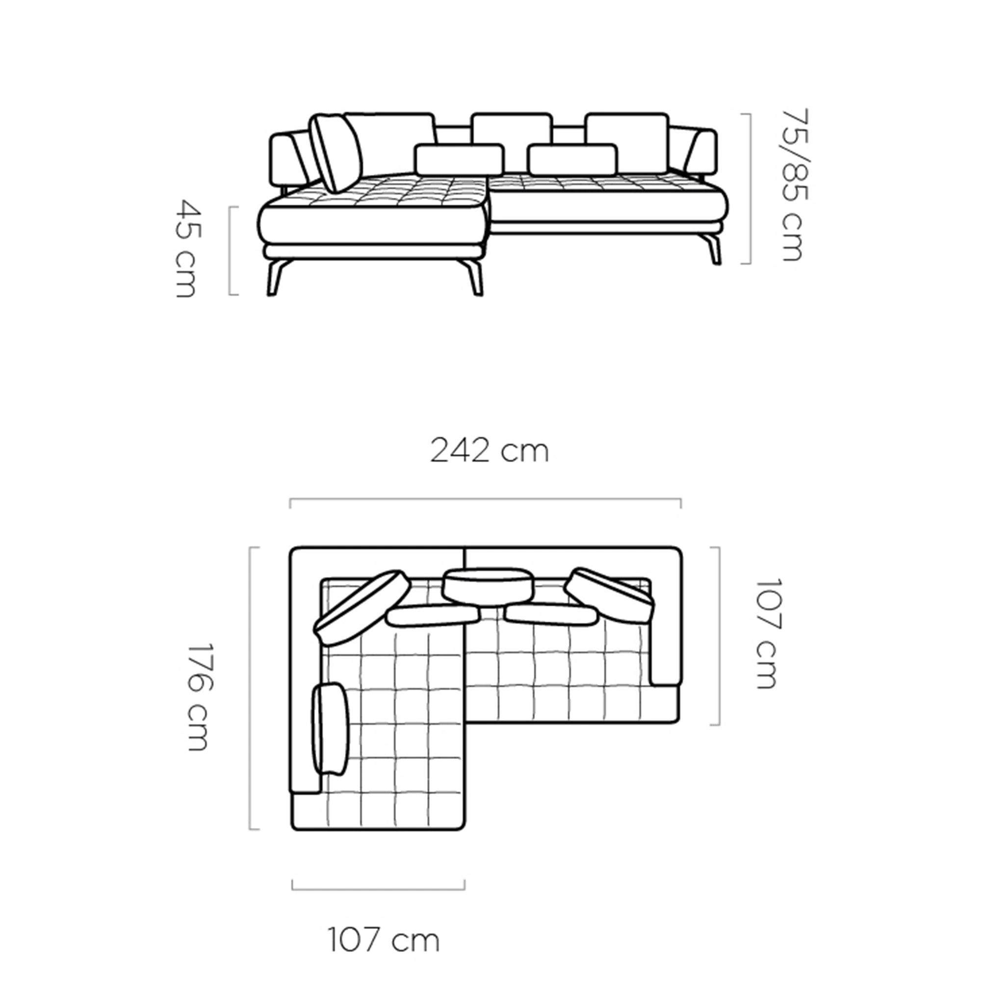 Coltar GIOTTO, personalizabil materiale Gama Premium, cu reglaj electric, 242x176x85 cm