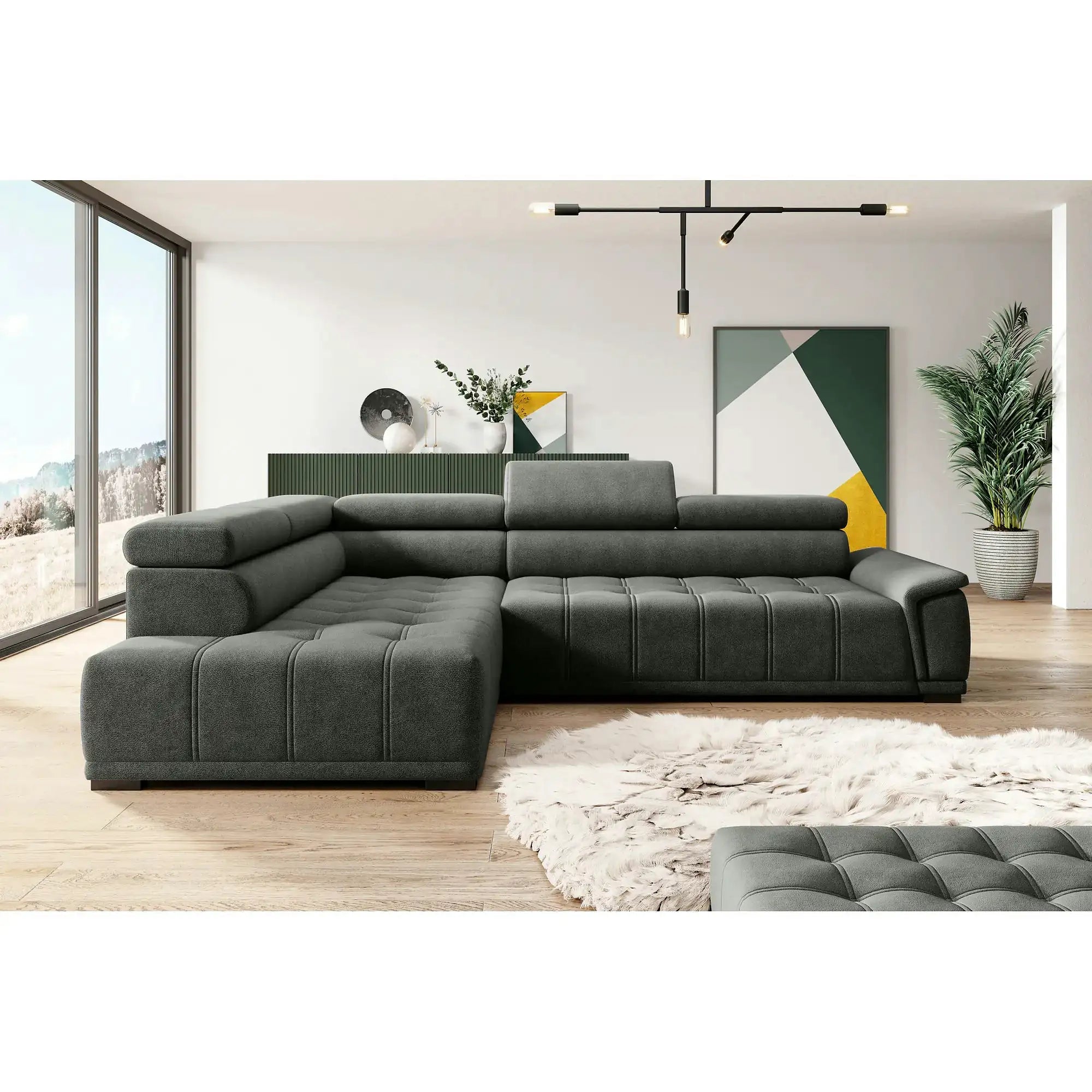 Coltar GREMIO, personalizabil, cu reglaj electric si tetiere reglabile, 283x206x100 cm