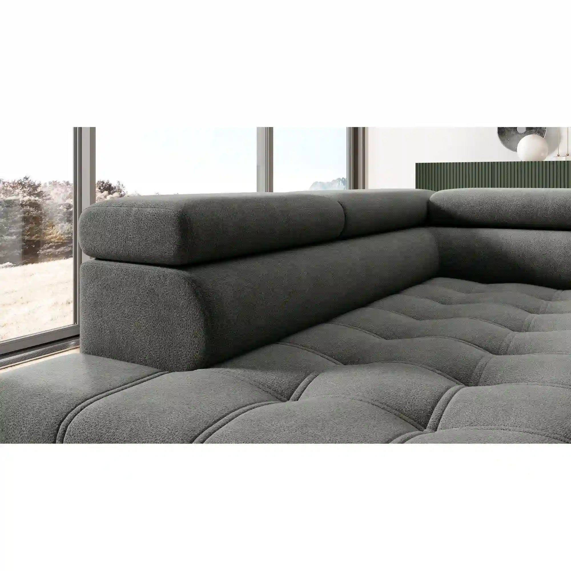 Coltar GREMIO, personalizabil materiale gama Premium, cu reglaj electric si tetiere reglabile, 283x206x100 cm