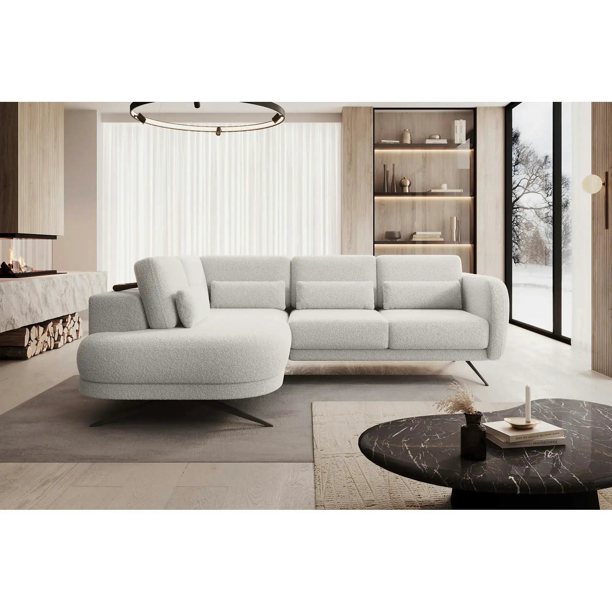 Coltar ILUSIO L, personalizabil, cu tetiere reglabile si reglaj electric, 248x205x104 cm