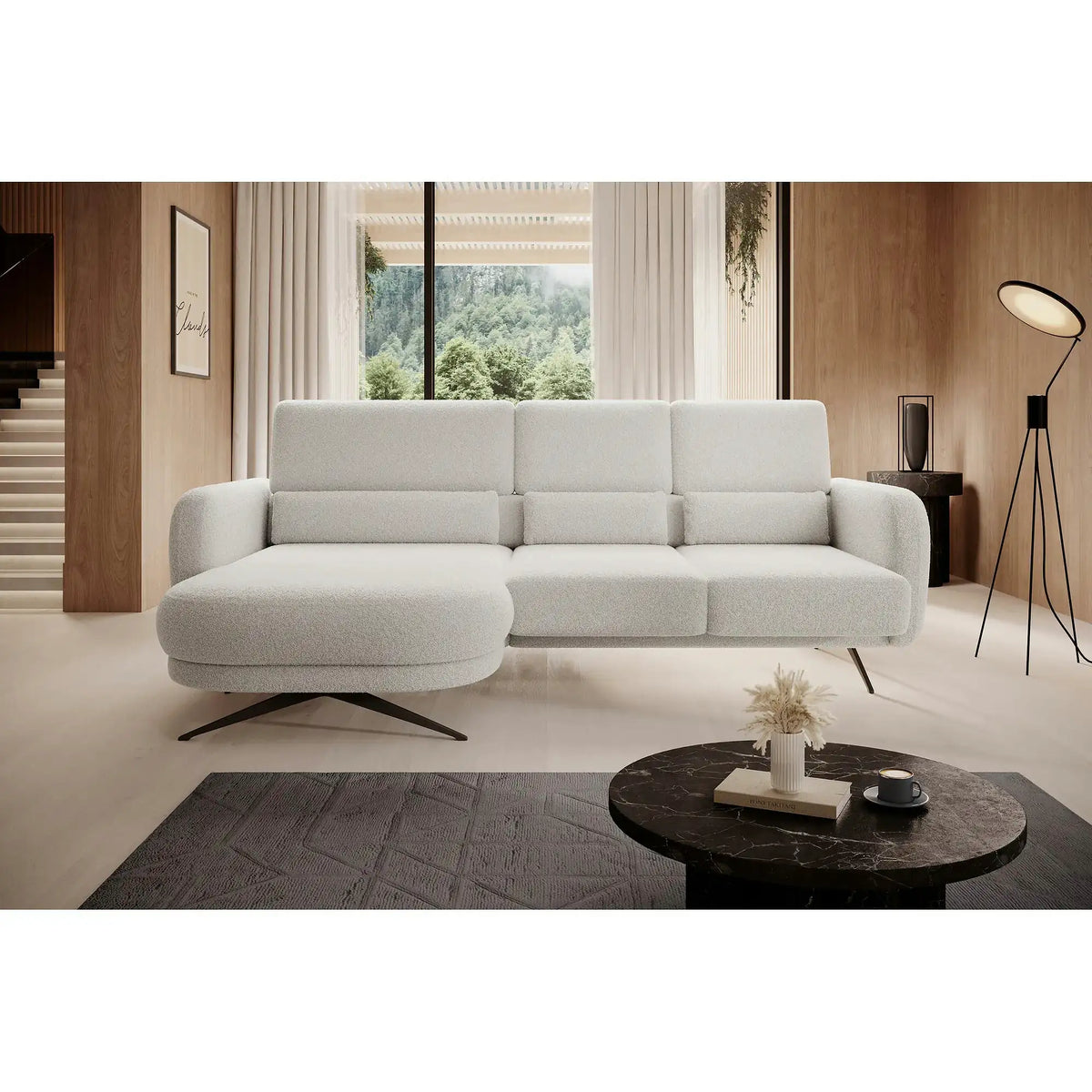 Coltar ILUSIO MINI, personalizabil, cu reglaj electric si tetiere reglabile, 260x177x104 cm