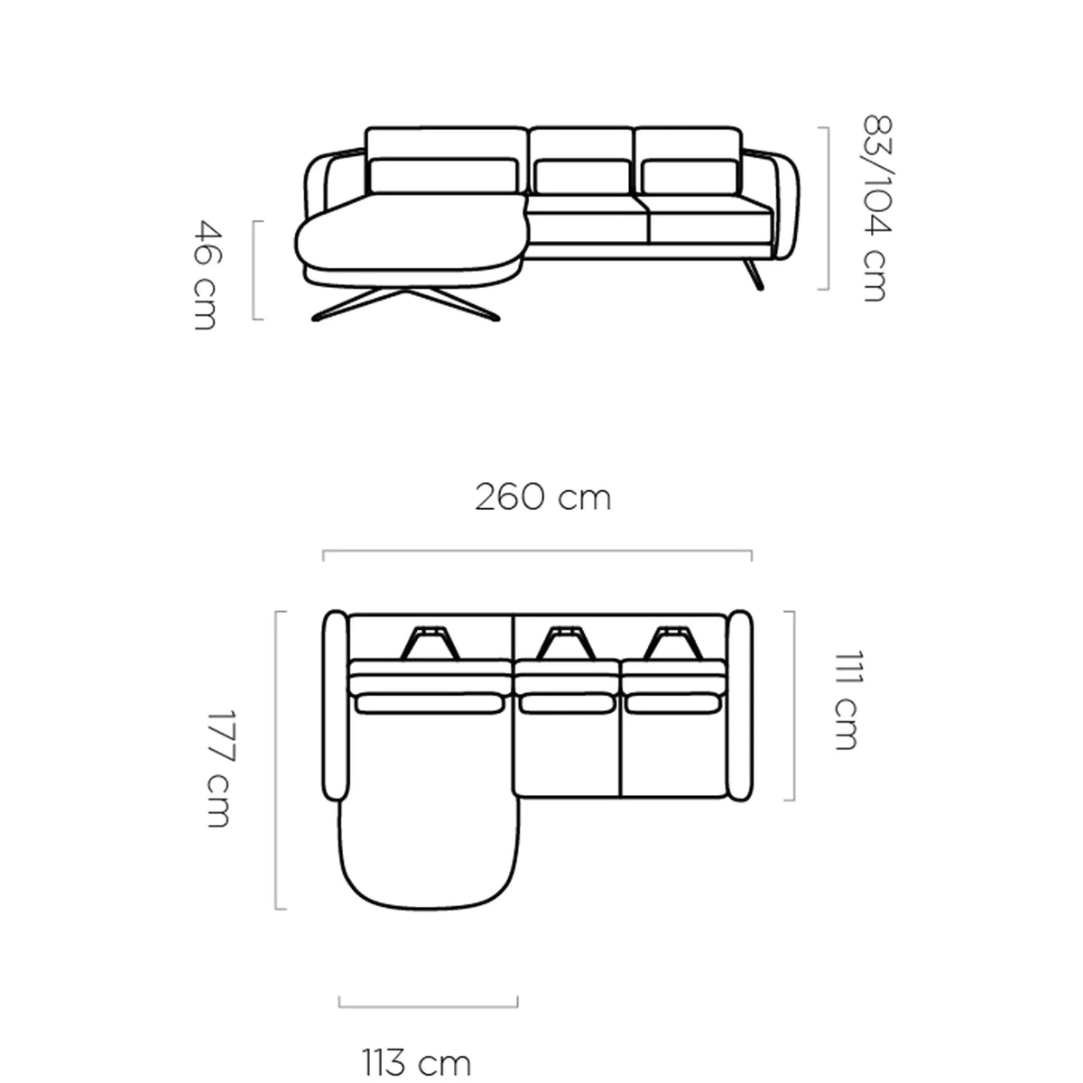 Coltar ILUSIO MINI, personalizabil, cu reglaj electric si tetiere reglabile, 260x177x104 cm