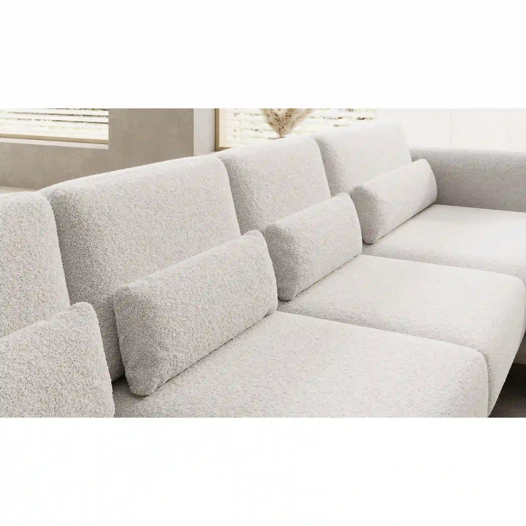 Coltar ILUSIO XL, sezlong stanga, stofa crem - Rosario 451, Gama Premium, cu reglaj electric si tetiere reglabile, 346x205x104 cm