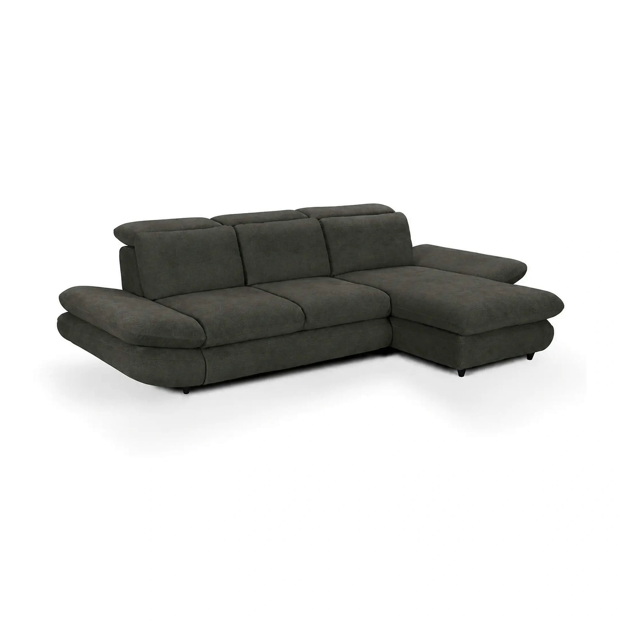 Coltar living SIENA MINI, sezlong dreapta, stofa catifelata gri - Velvet F602, 297x181x100 cm