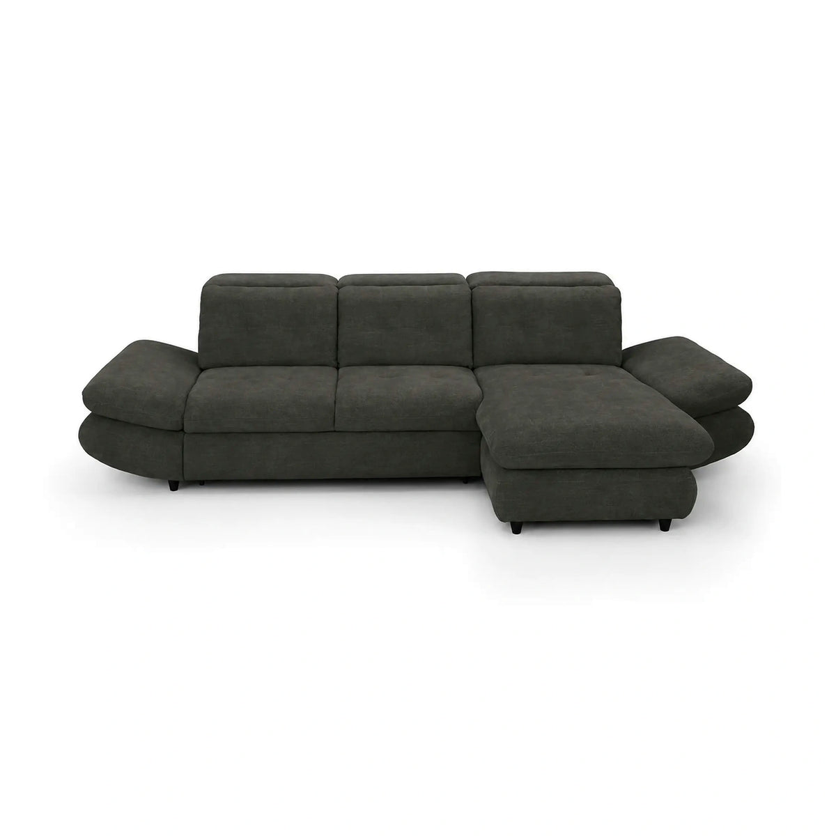 Coltar living SIENA MINI, sezlong dreapta, stofa catifelata gri - Velvet F602, 297x181x100 cm