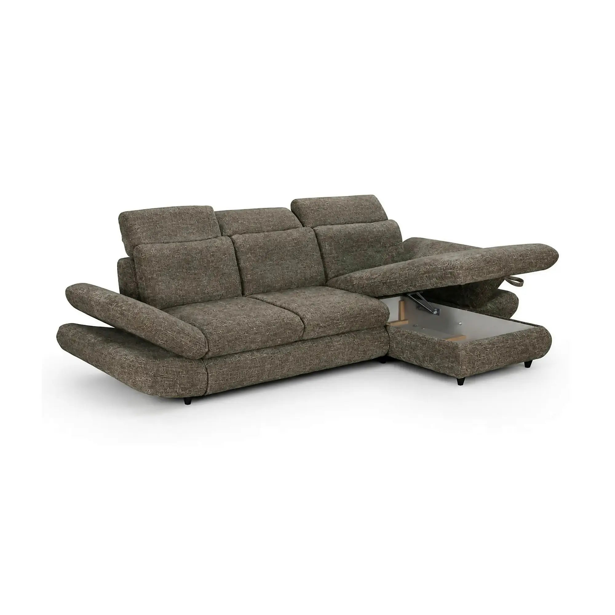 Coltar living SIENA MINI, sezlong dreapta, stofa maro - Cloud A058, 297x181x100 cm