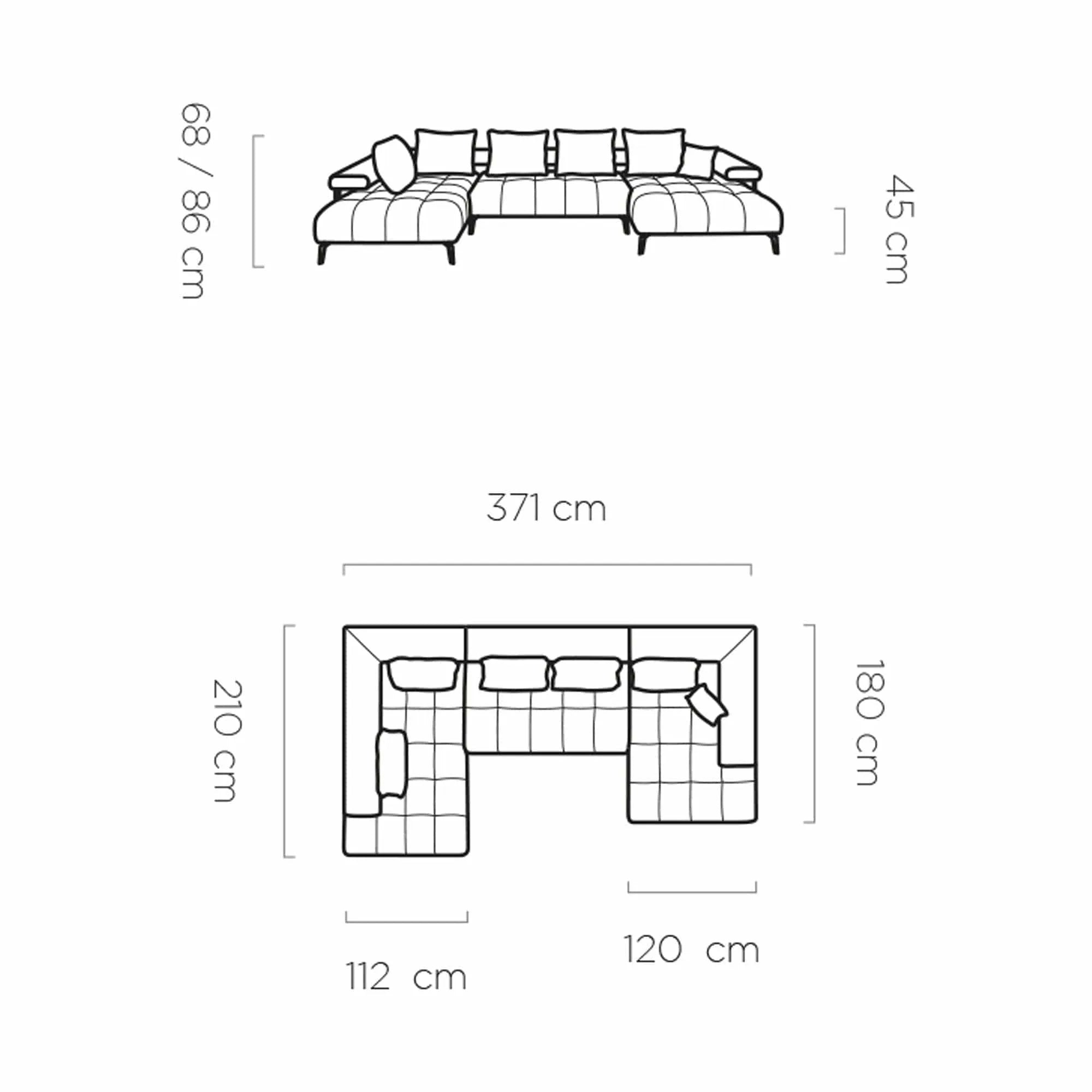 Coltar MAGNETIC XL, personalizabil materiale gama Premium, cu reglaj electric, 371x210x86 cm
