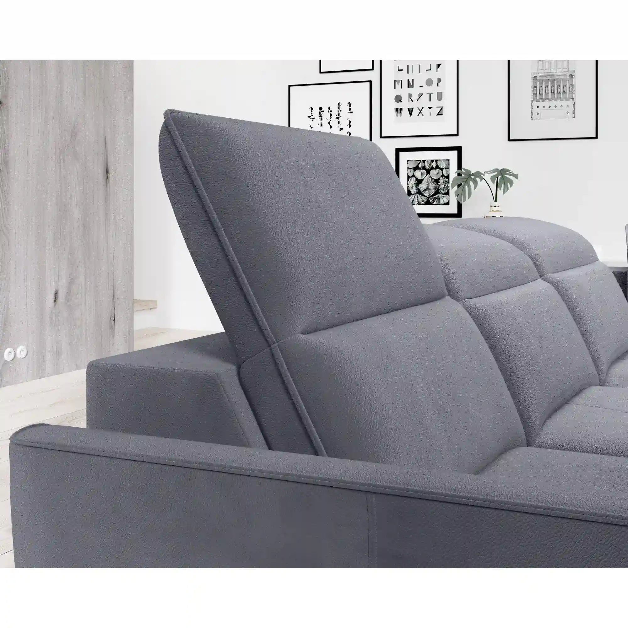 Coltar MURILLO L, personalizabil materiale gama Oferta Avantaj, cu reglaj electric, tetiere reglabile si lada depozitare, 261x218x100 cm