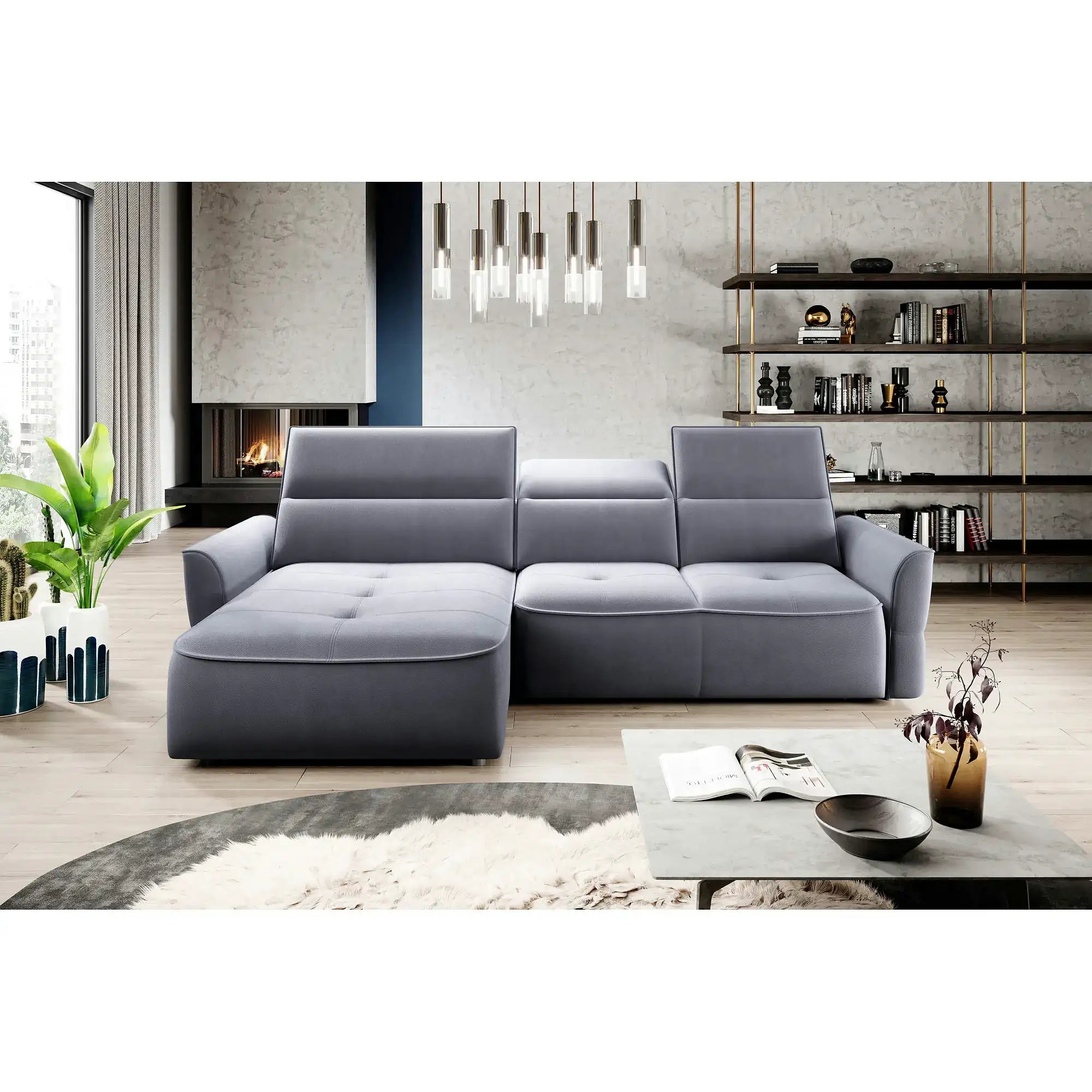 Coltar MURILLO MINI, personalizabil, cu reglaj electric, tetiere reglabile si lada depozitare, 260x175x100 cm