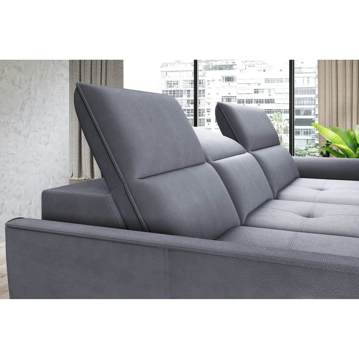 Coltar MURILLO MINI, personalizabil, cu reglaj electric, tetiere reglabile si lada depozitare, 260x175x100 cm