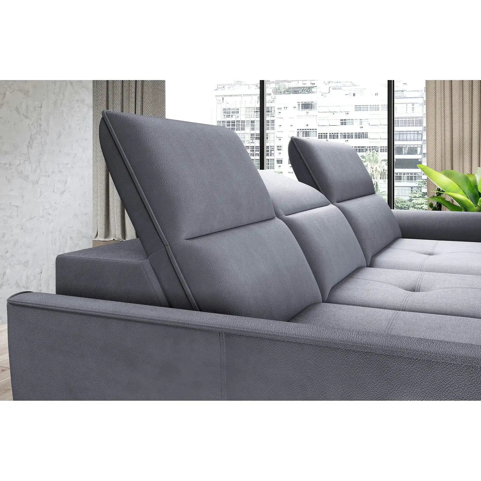 Coltar MURILLO MINI, personalizabil, cu reglaj electric, tetiere reglabile si lada depozitare, 260x175x100 cm