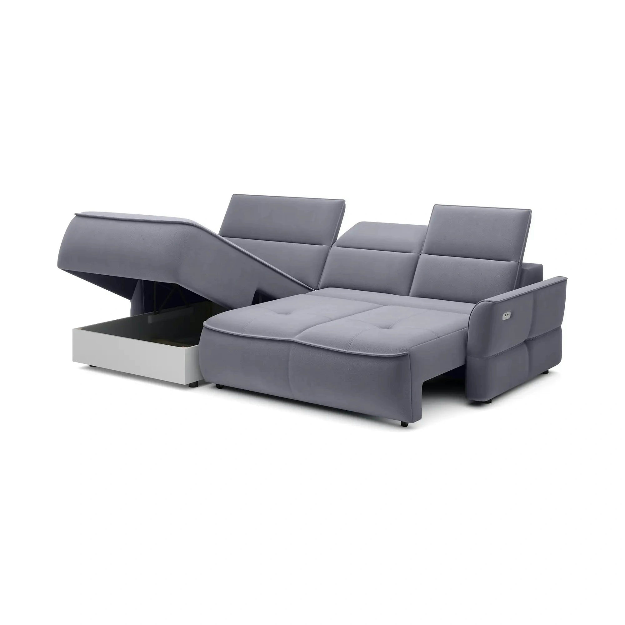 Coltar MURILLO MINI, personalizabil, cu reglaj electric, tetiere reglabile si lada depozitare, 260x175x100 cm